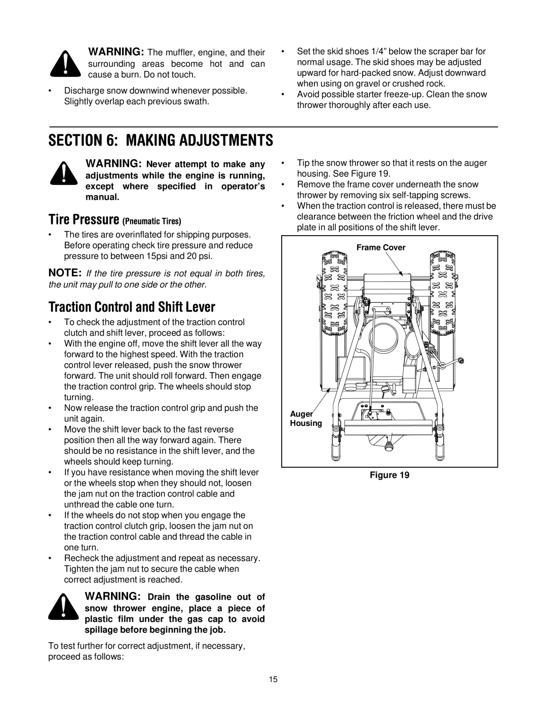 MTD 614E manual Traction Control and Shift Lever, Making Adjustments 