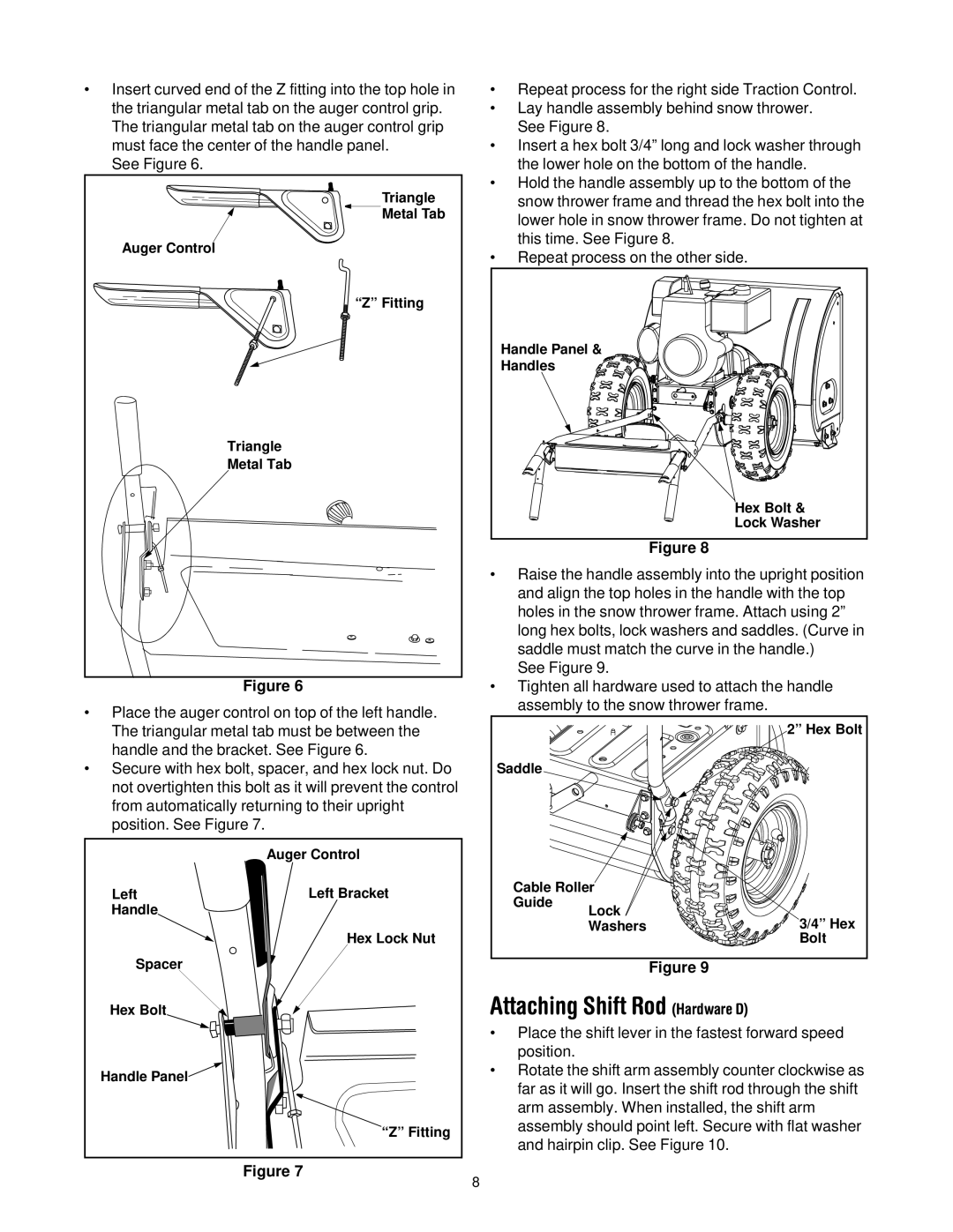 MTD 614E manual Attaching Shift Rod Hardware D 