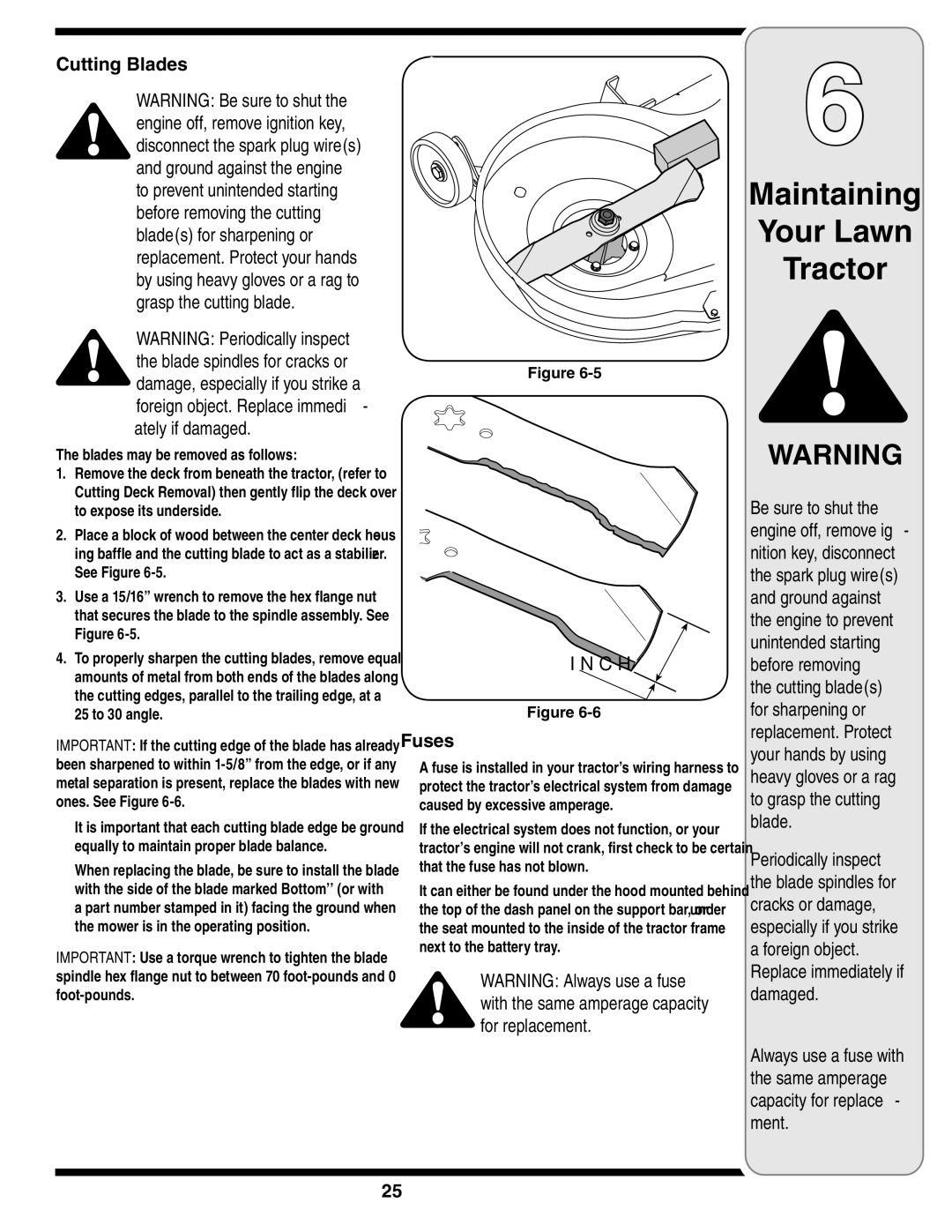 MTD 616 warranty Cutting Blades, Fuses 