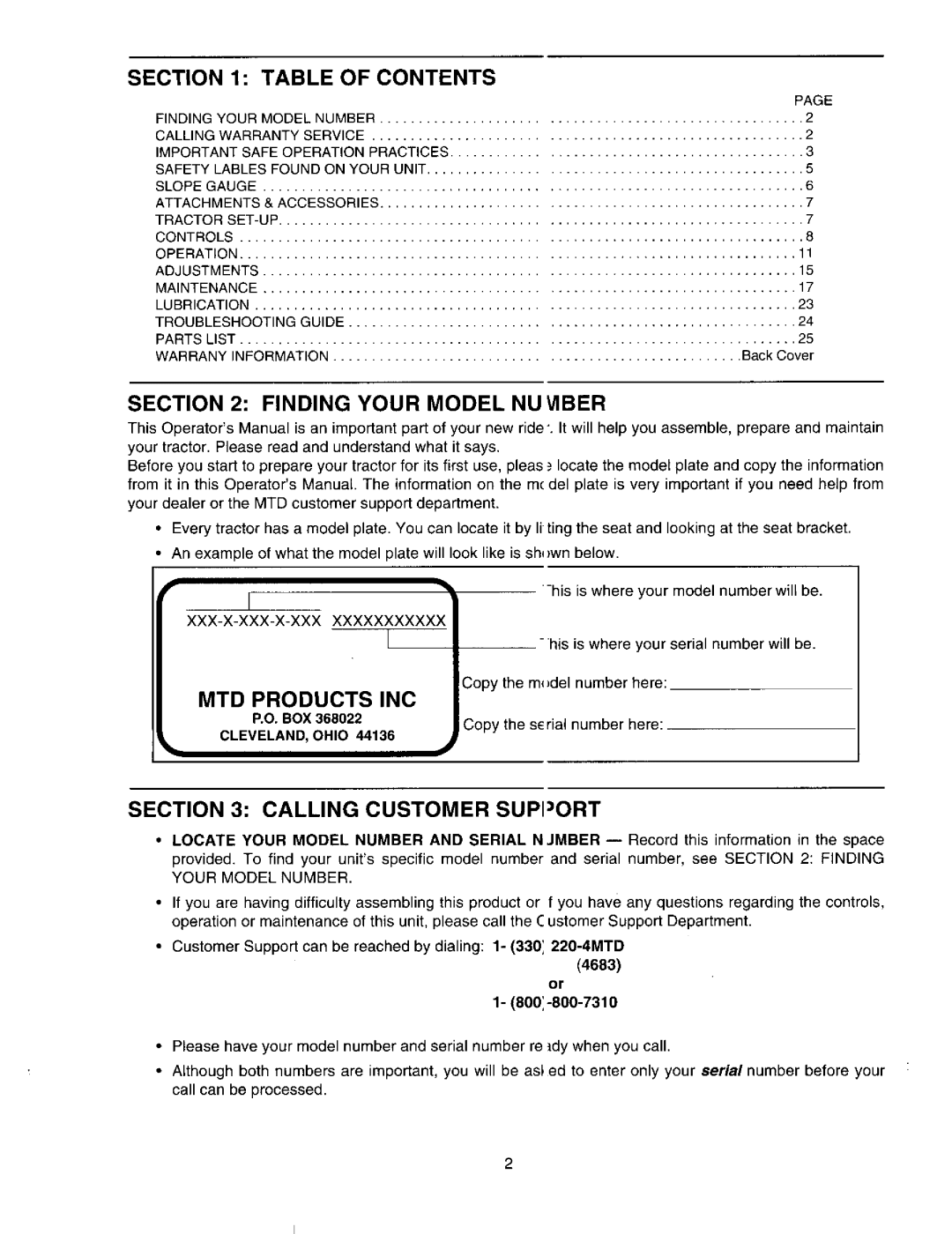 MTD 618, 619, 617 manual 