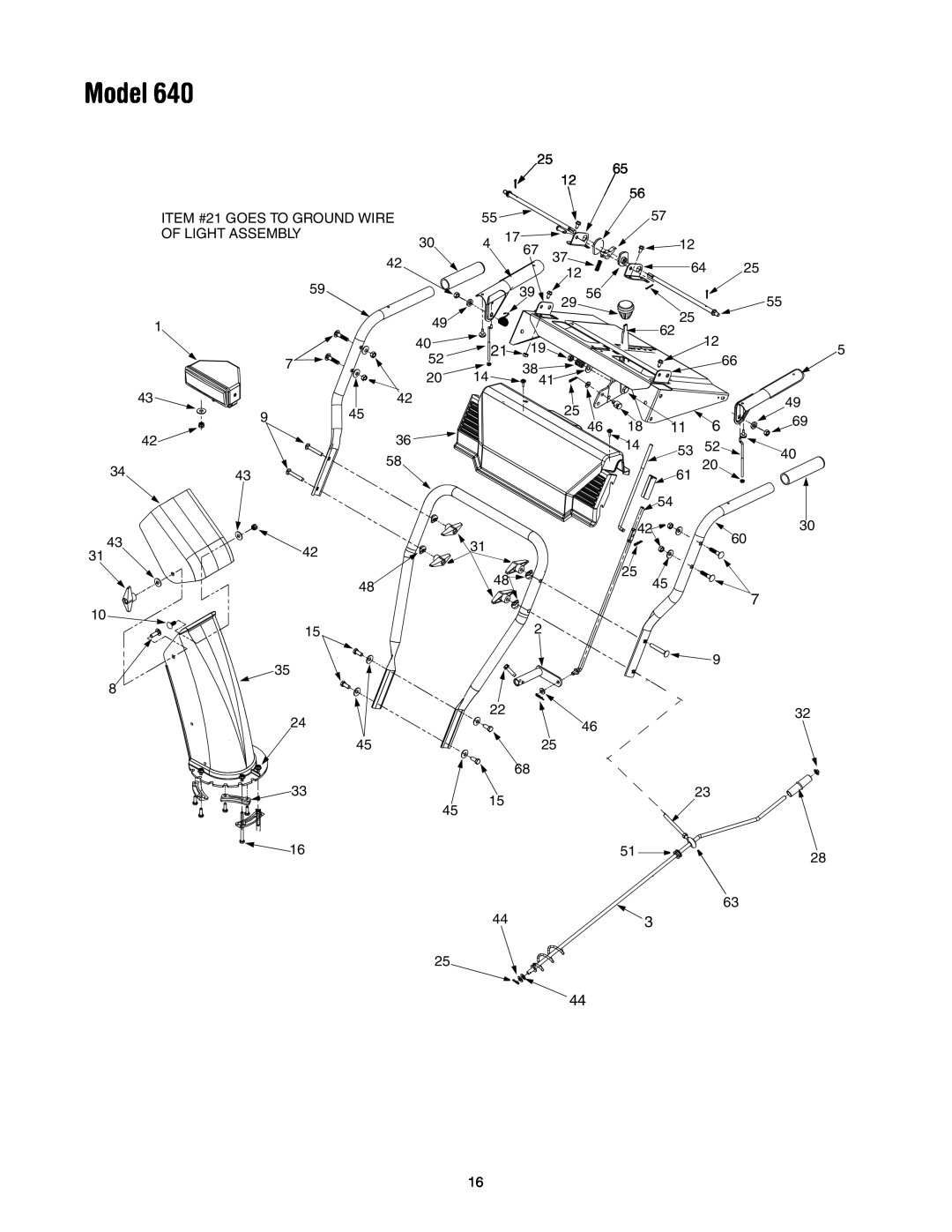 MTD 640 manual Model, ITEM #21 GOES TO GROUND WIRE, Of Light Assembly 