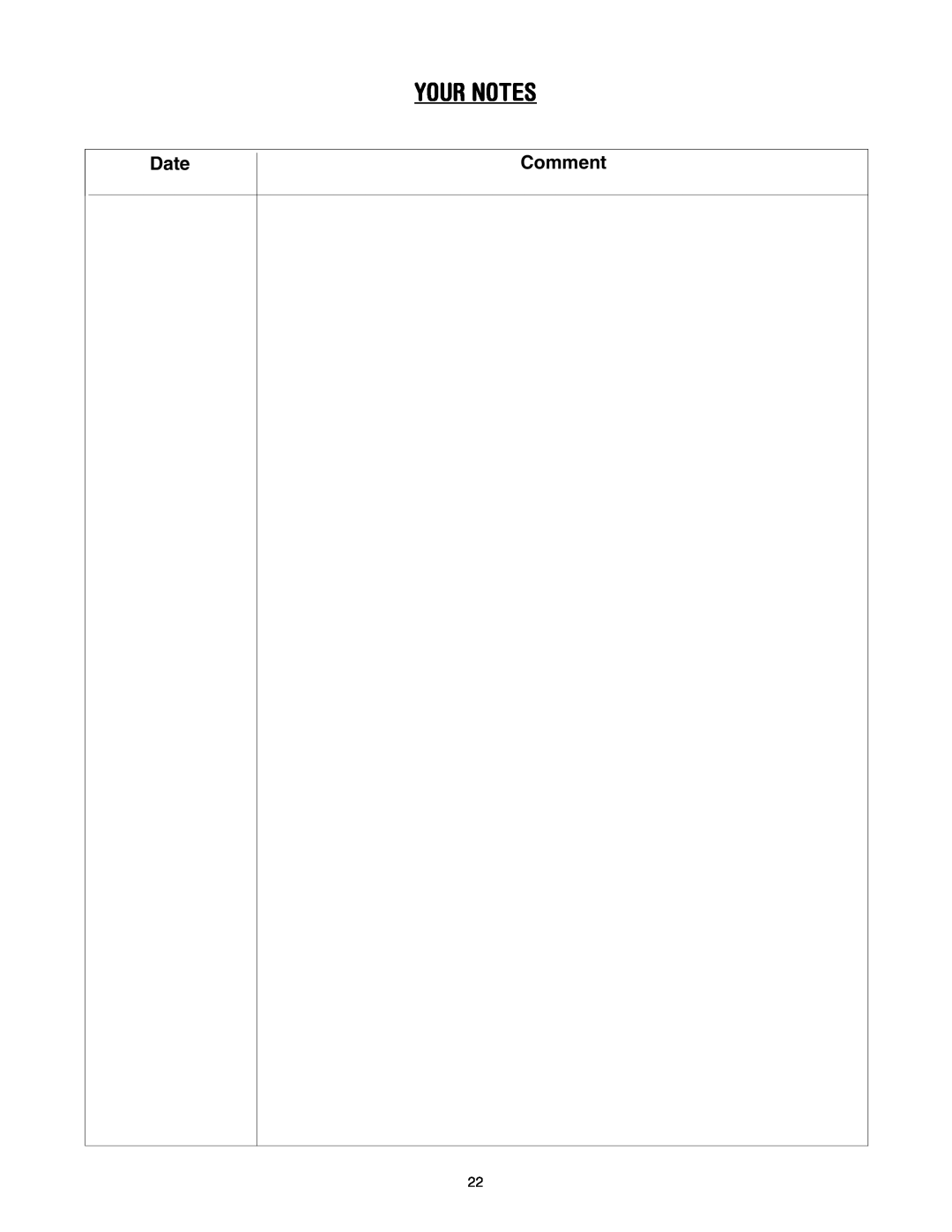 MTD 640 manual Your Notes, Date, Comment 