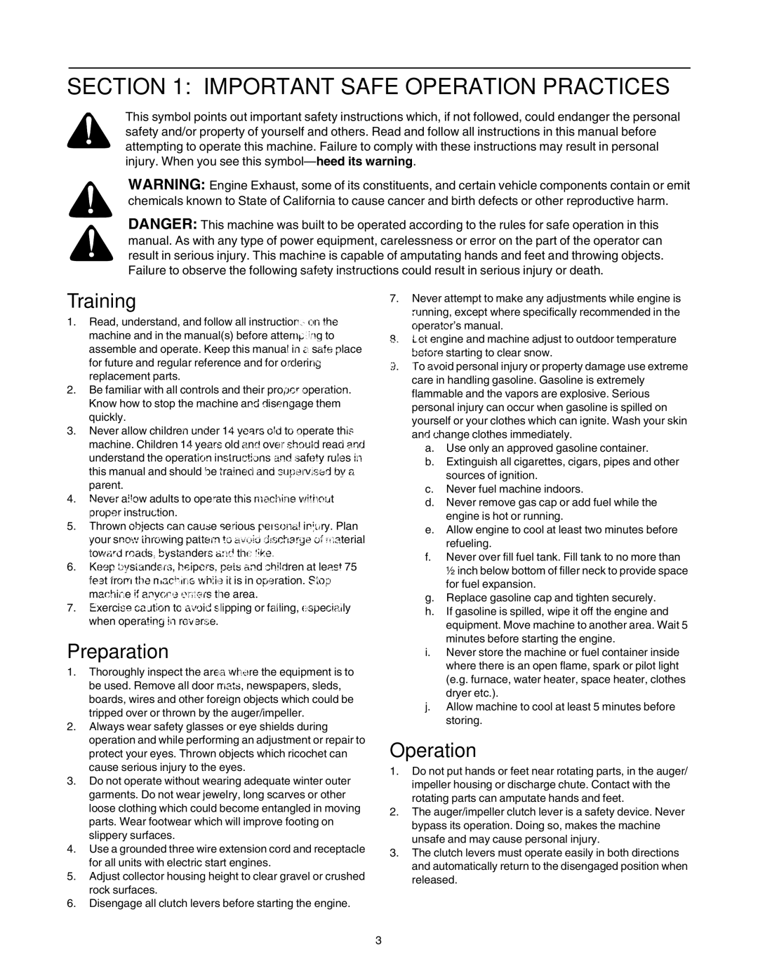 MTD 640 manual Important Safe Operation Practices, Training, Preparation 