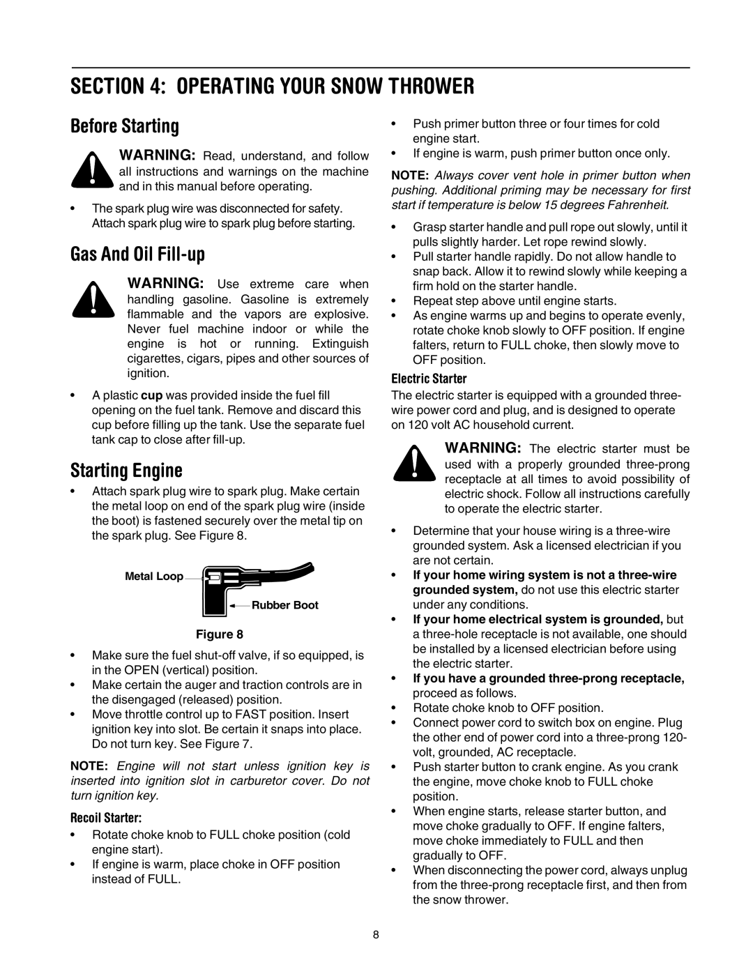 MTD 640 manual Operating Your Snow Thrower, Before Starting, Gas And Oil Fill-up, Starting Engine 