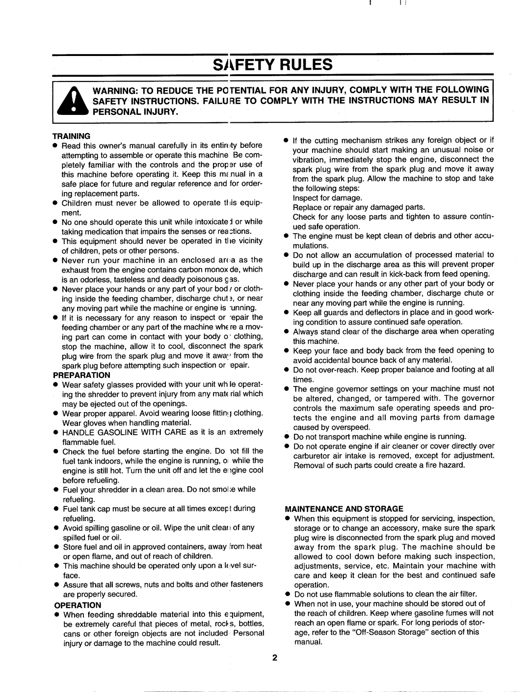 MTD 640A thru 645A manual 