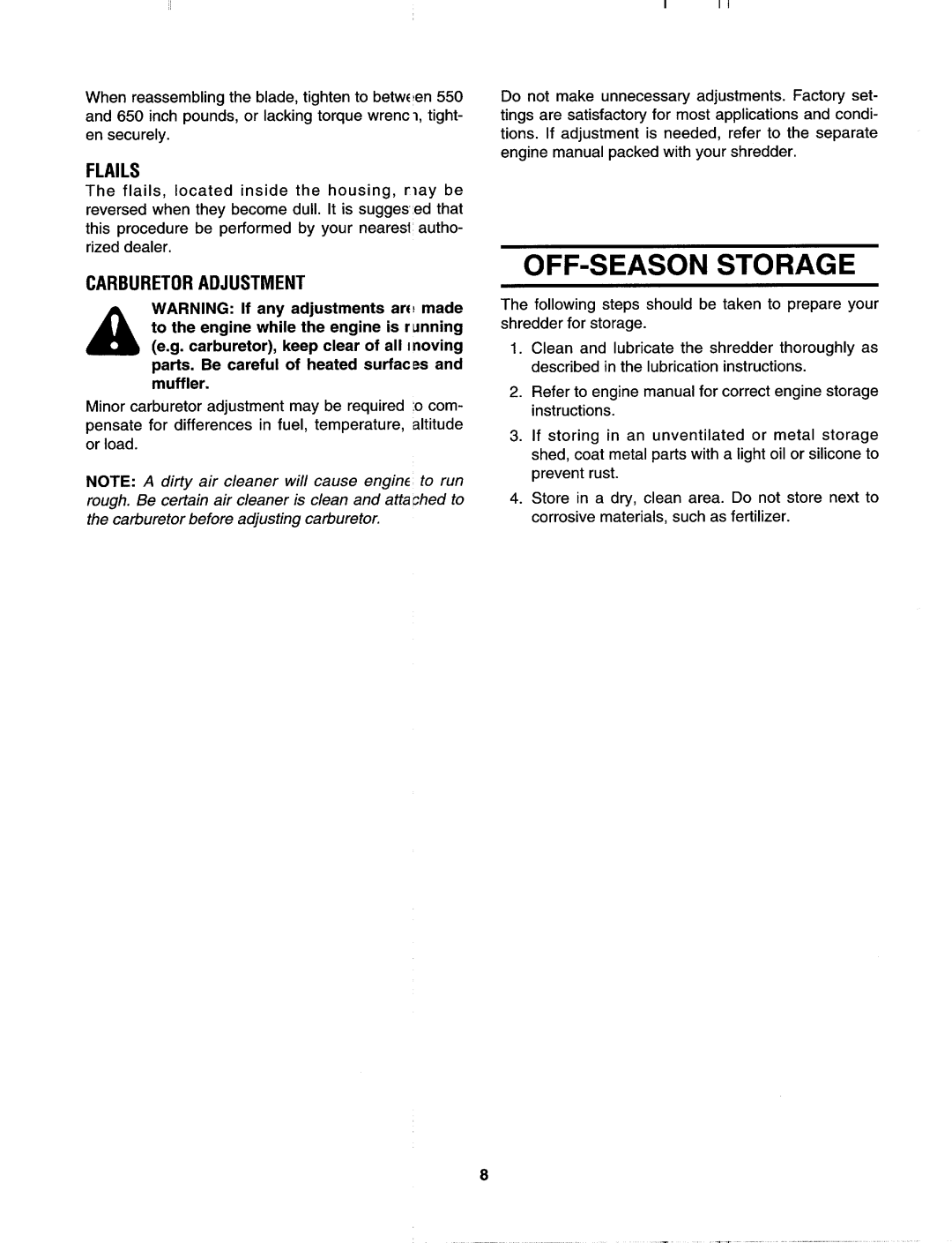 MTD 640A thru 645A manual 