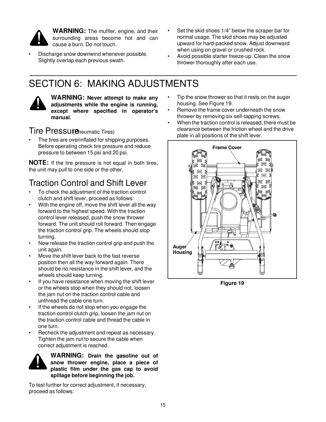 MTD 664G, 644E manual Traction Control and Shift Lever, Making Adjustments 