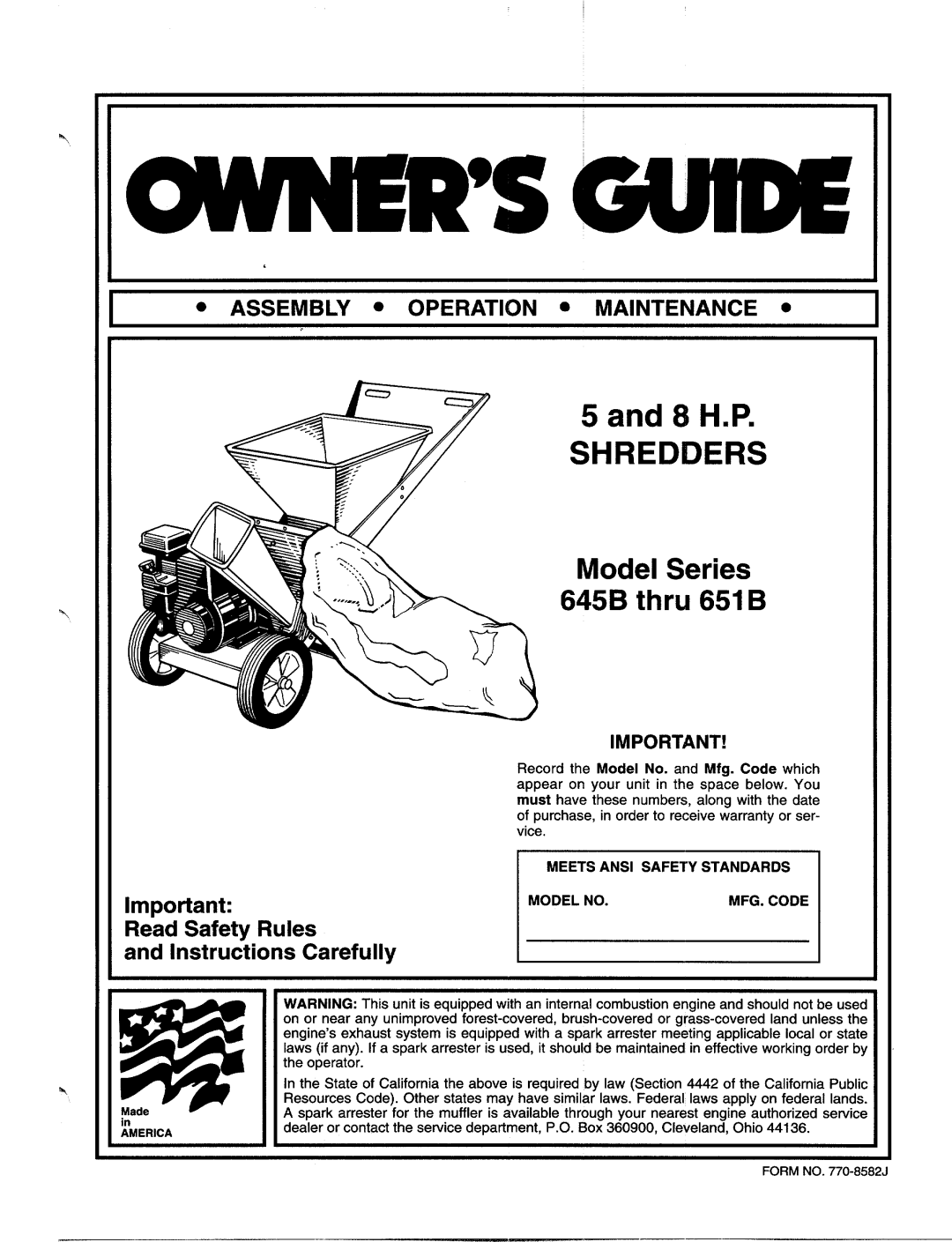 MTD 645B thru 651B manual 