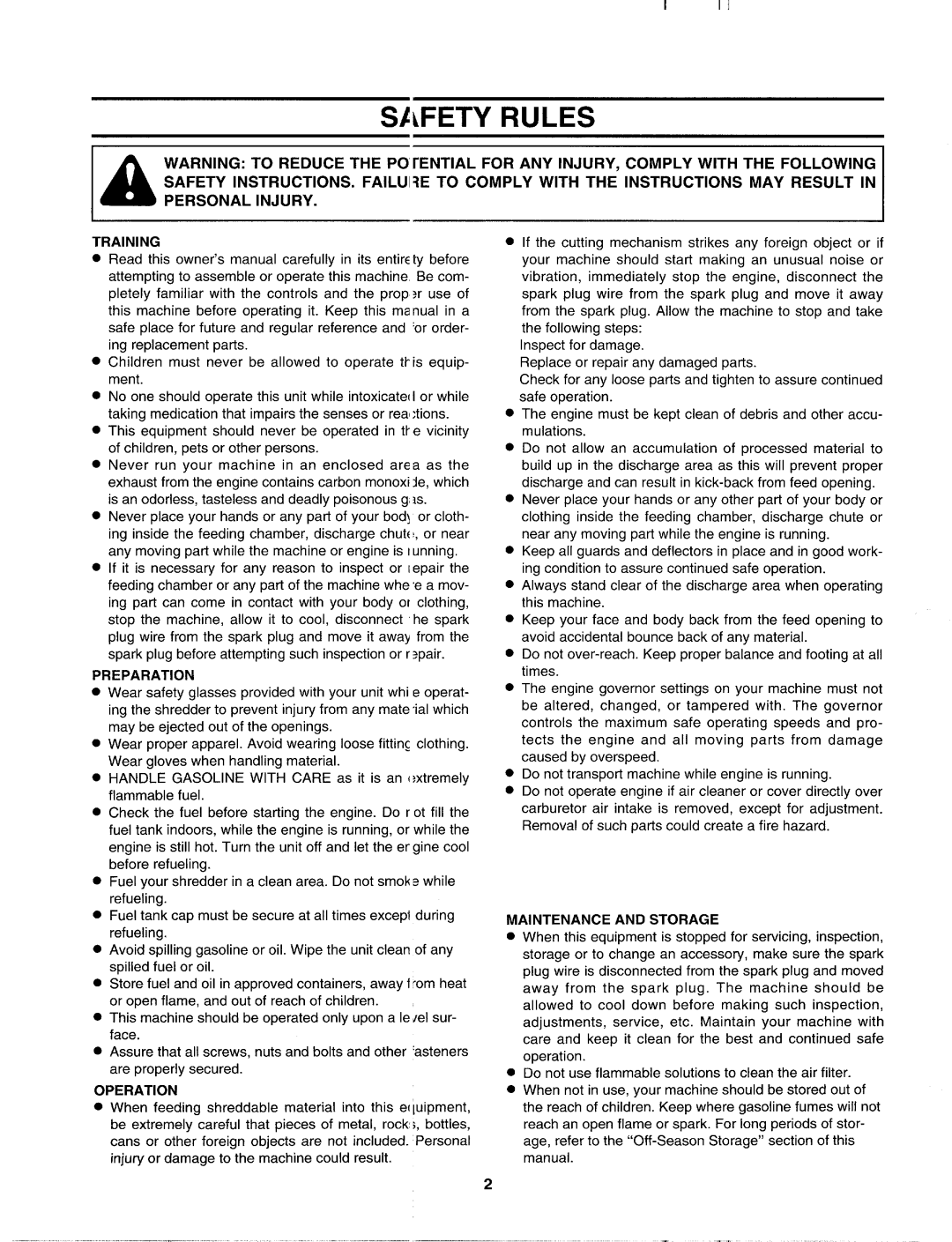 MTD 645B thru 651B manual 