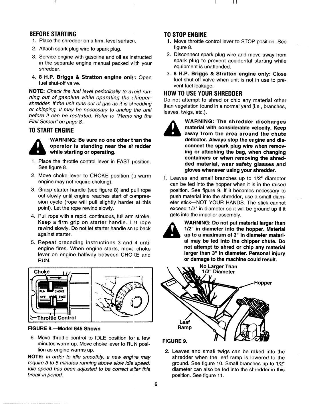 MTD 645B thru 651B manual 