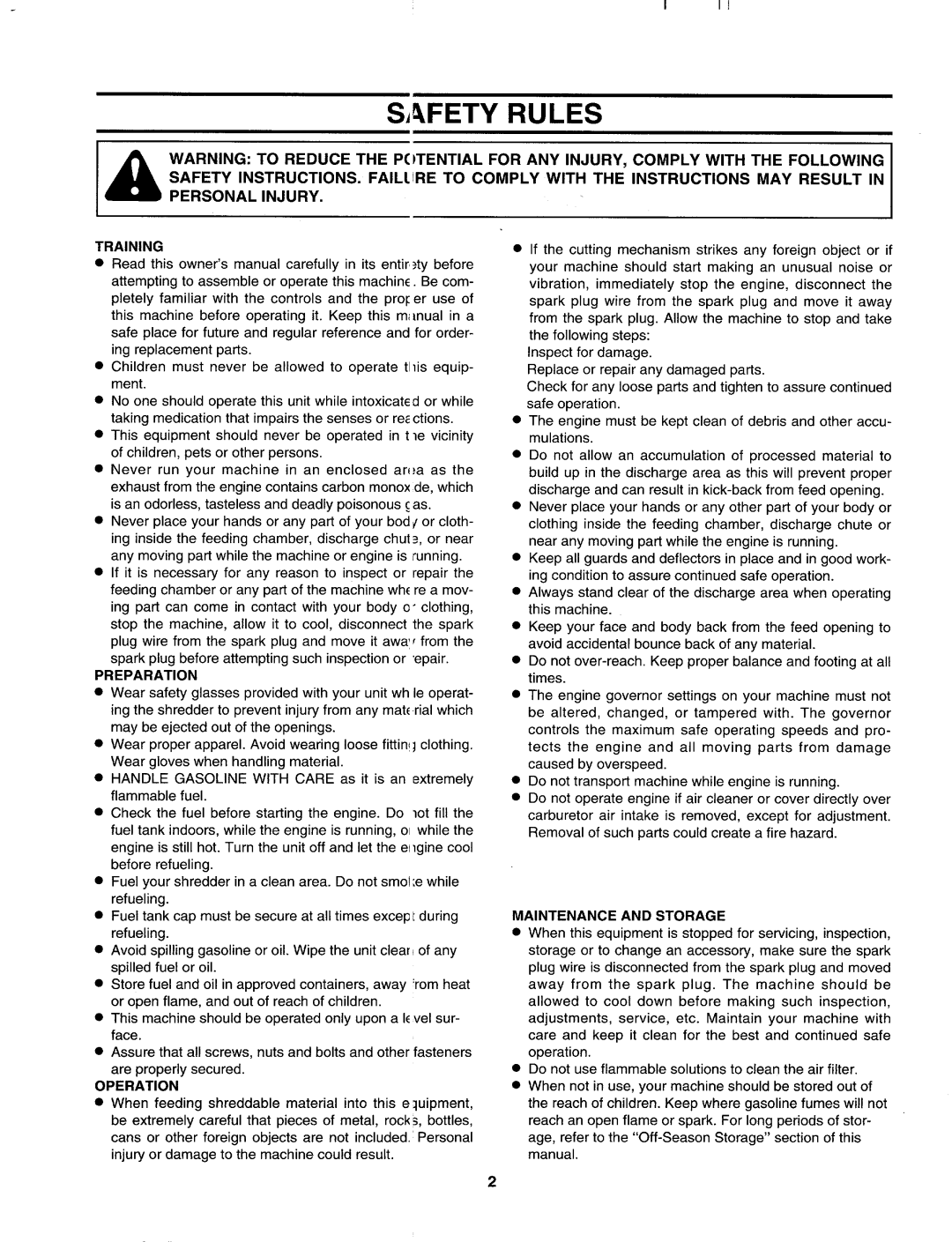 MTD 645C thru 650C manual 