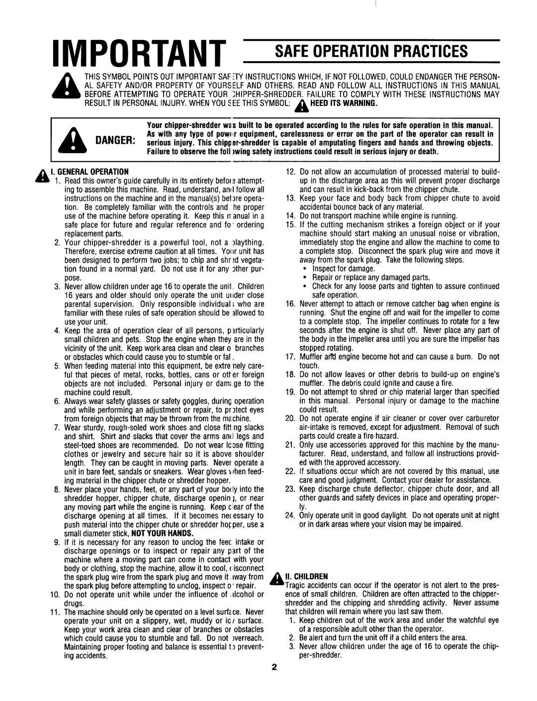 MTD 645C thru 651C manual 