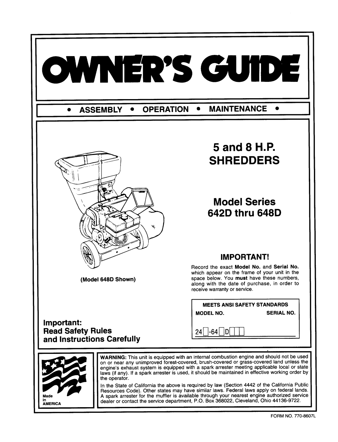 MTD 642D thru 648D manual 