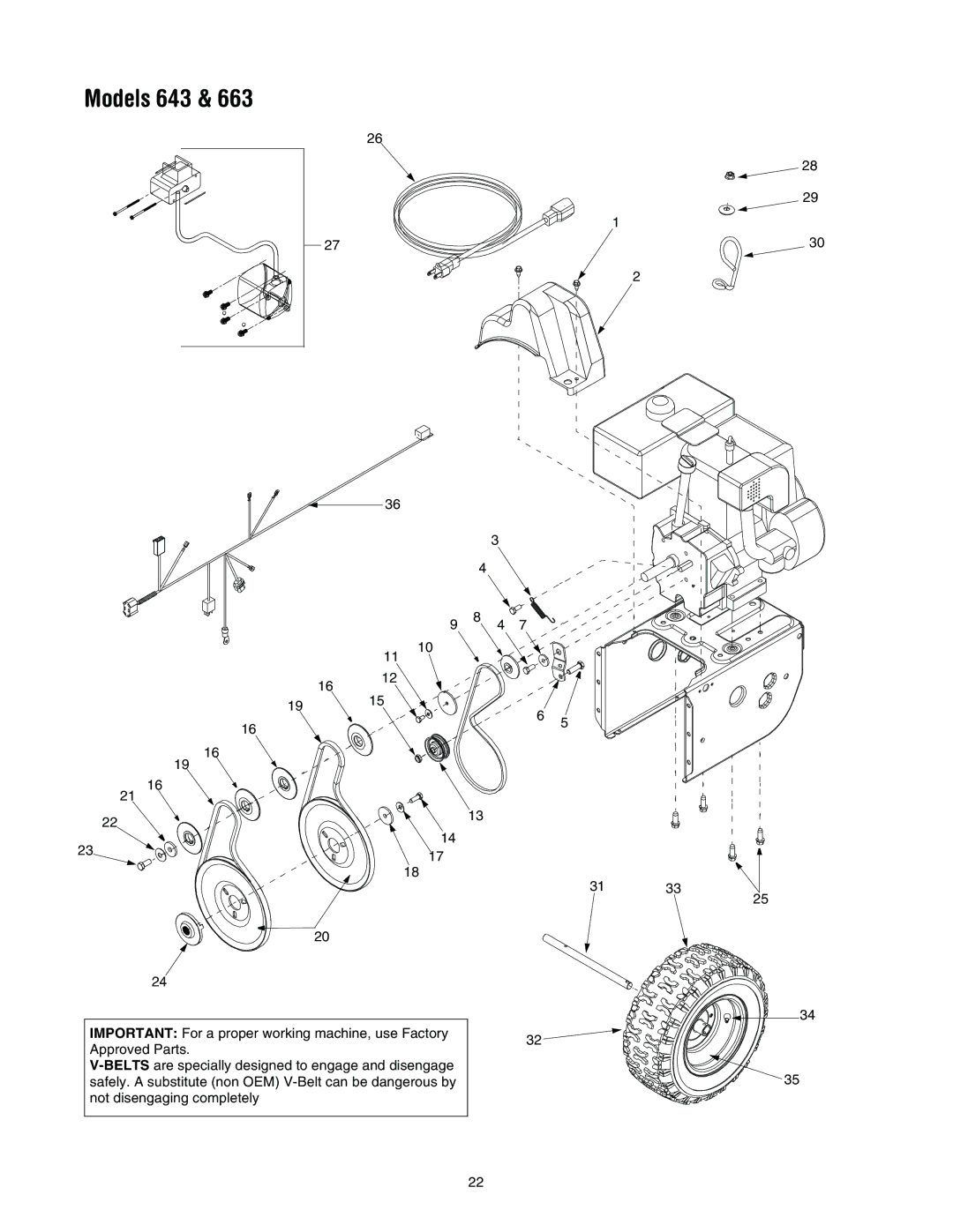 MTD 663 manual Models 643 