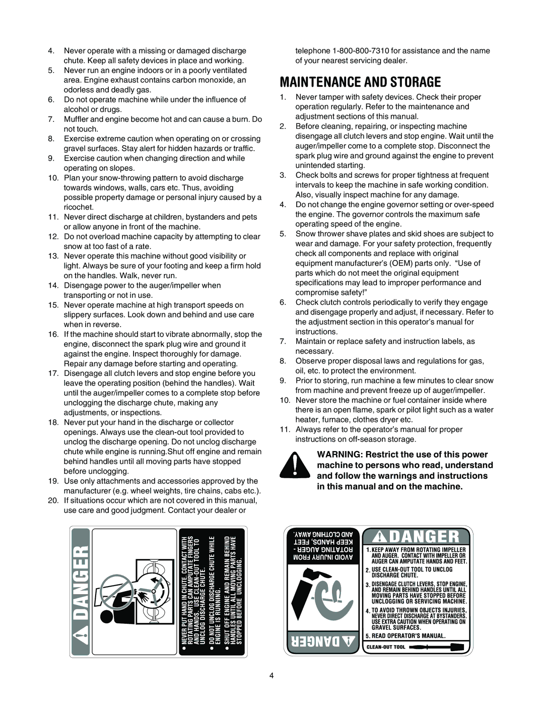 MTD 663, 643 manual Maintenance and Storage 