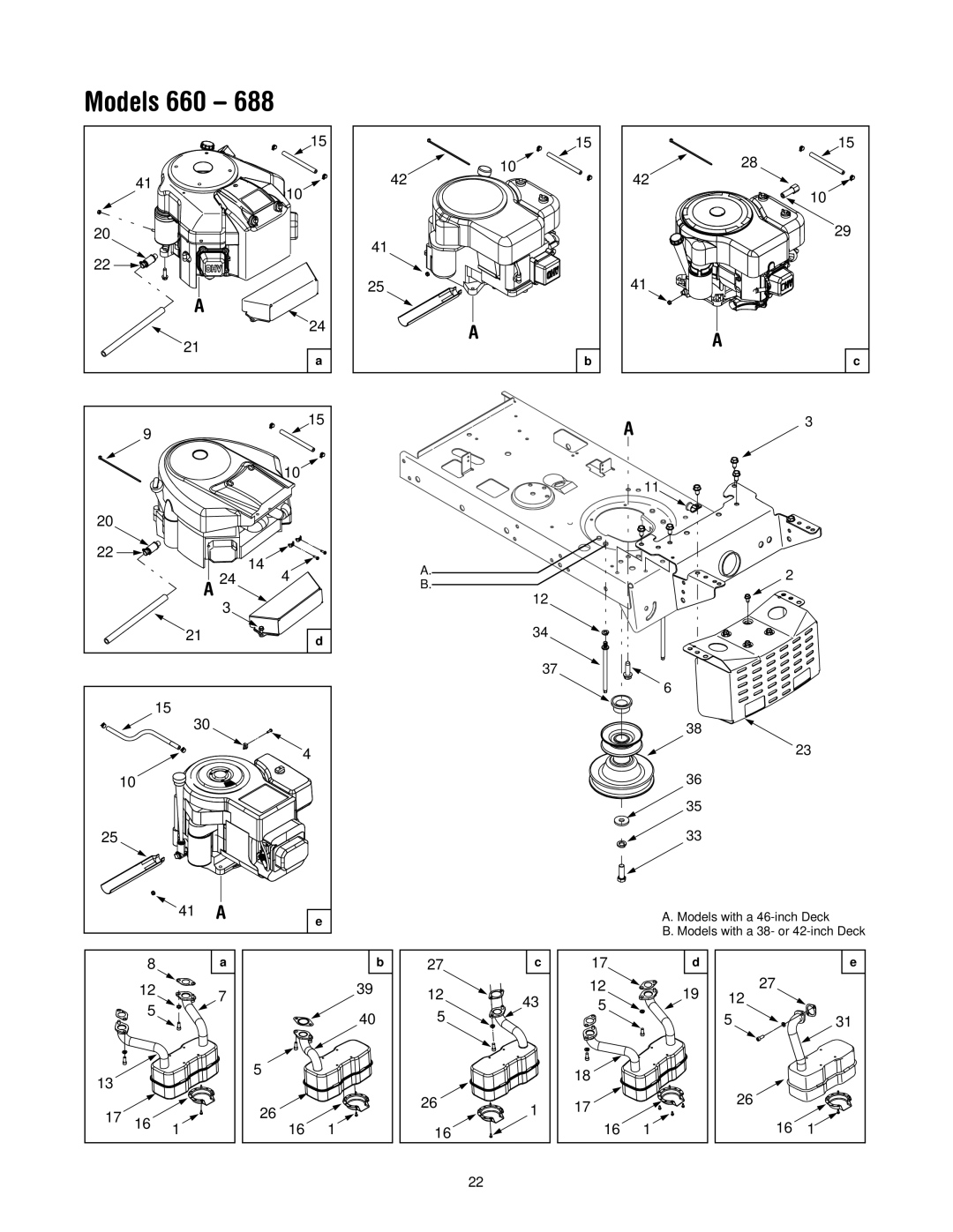 MTD 680, 688, 685, 683, 682, 665, 668, 662, 660 manual Models with a 46-inch Deck 