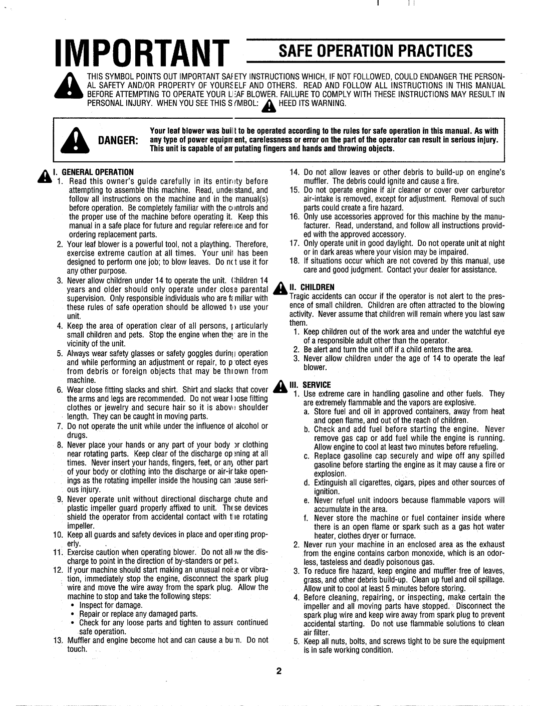 MTD 692 thru 699 manual 