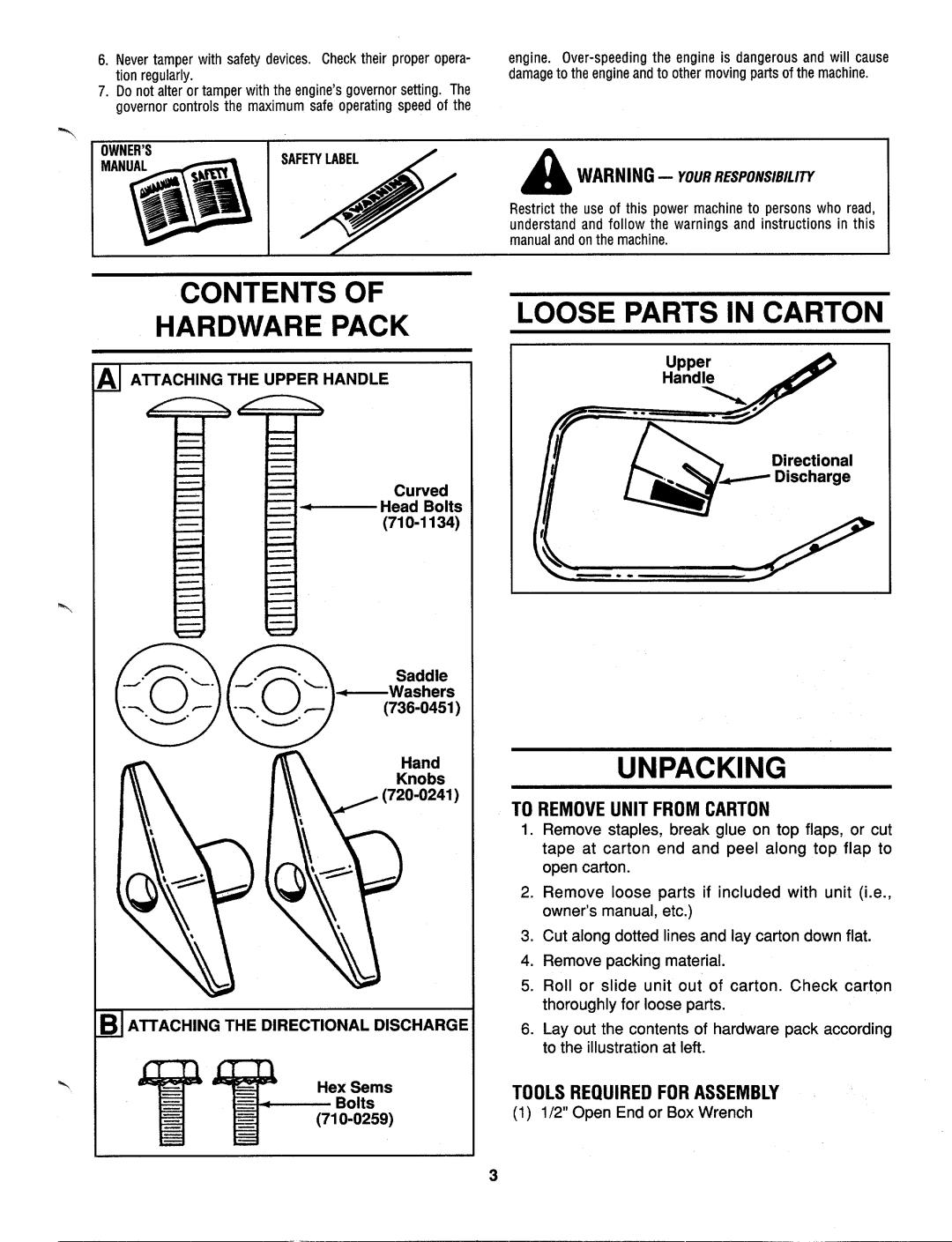 MTD 692 thru 699 manual 