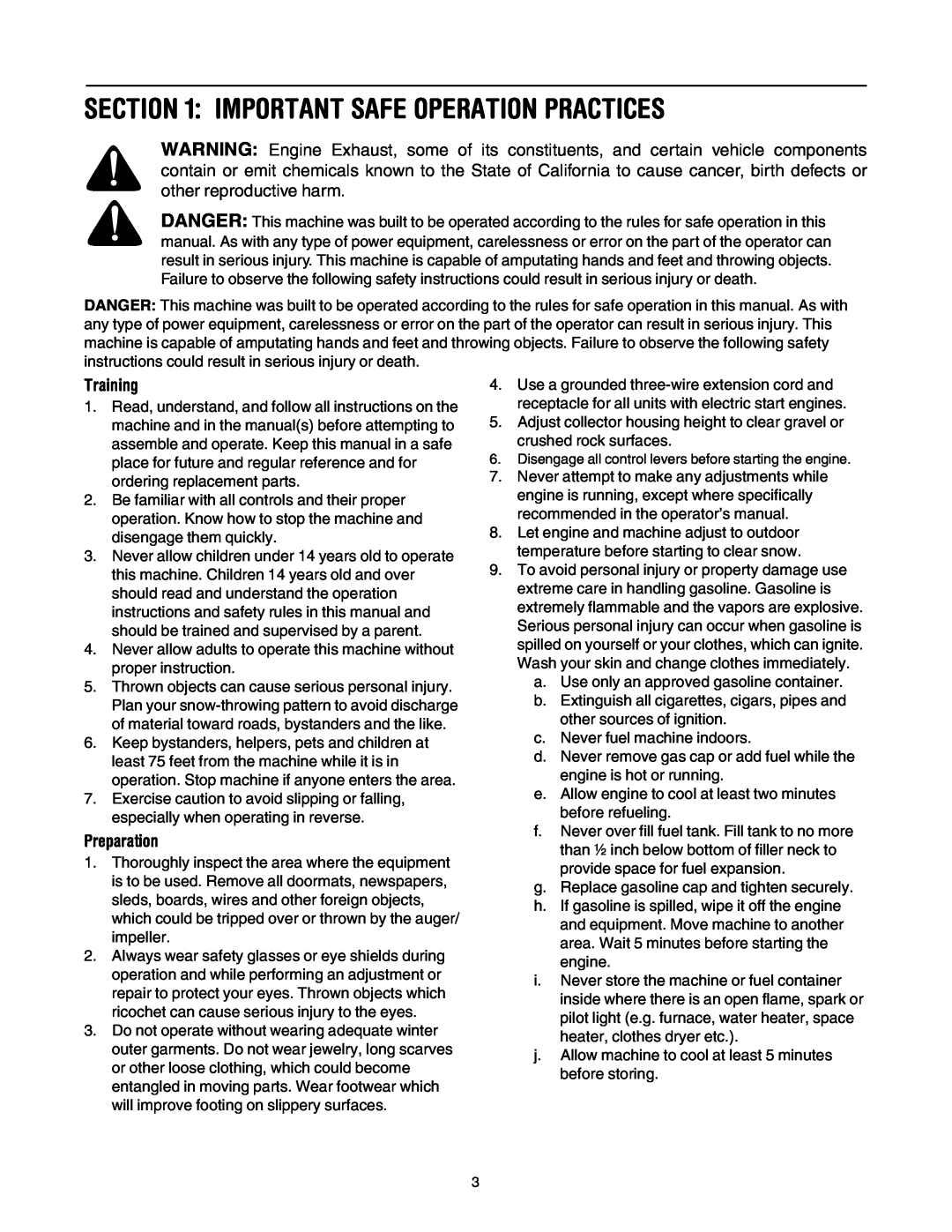 MTD 6DE manual Important Safe Operation Practices, Training, Preparation 