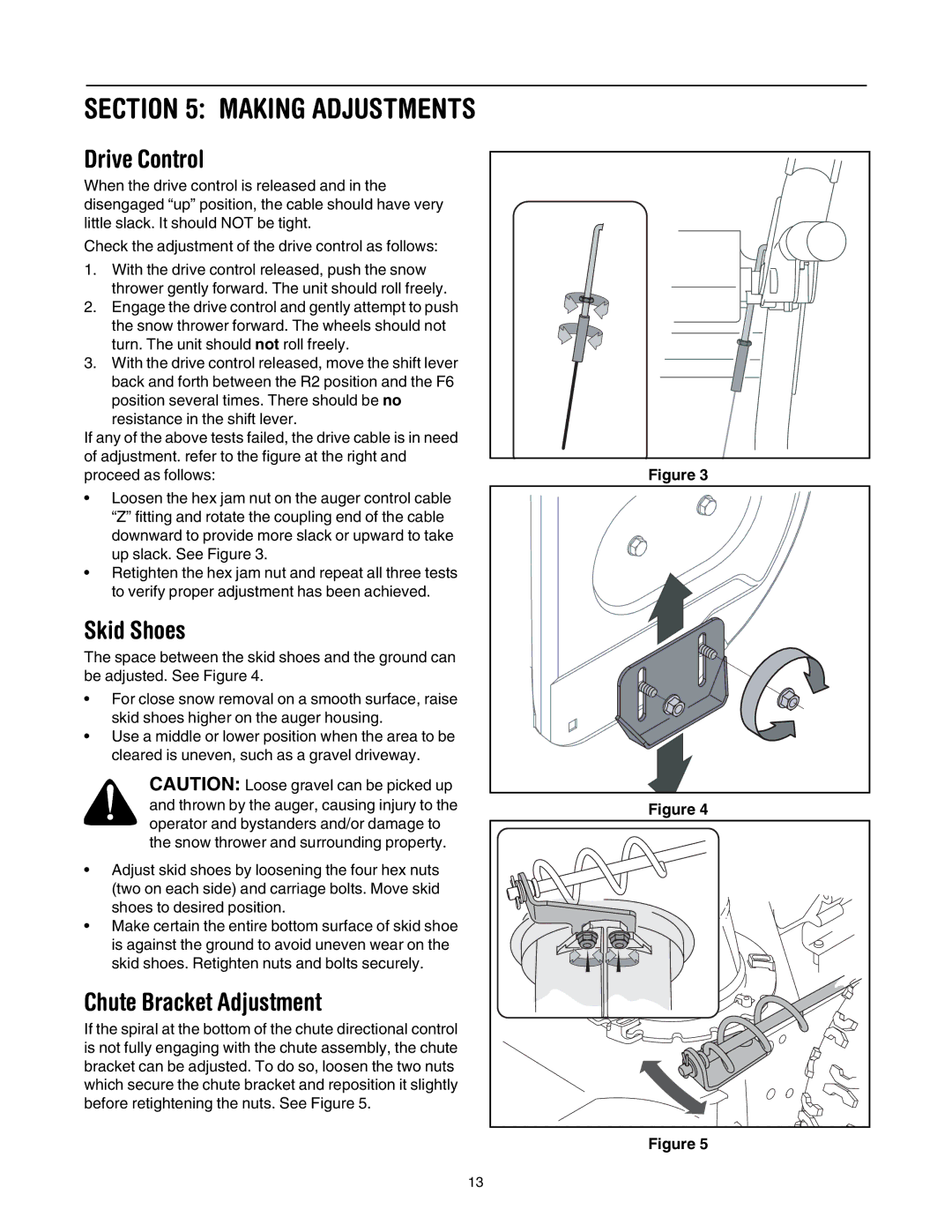 MTD 6DE manual Making Adjustments, Chute Bracket Adjustment 