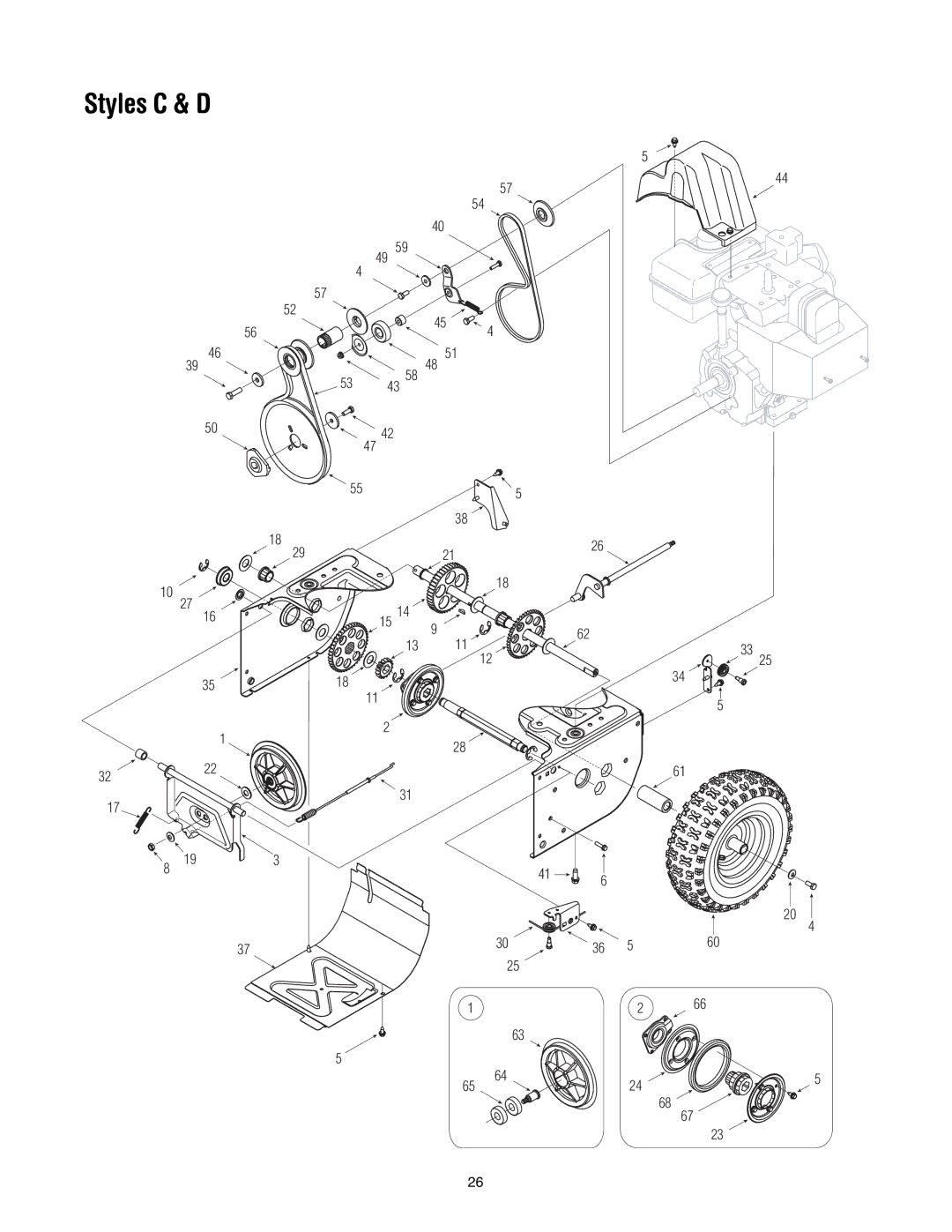 MTD 6DE manual Styles C & D 