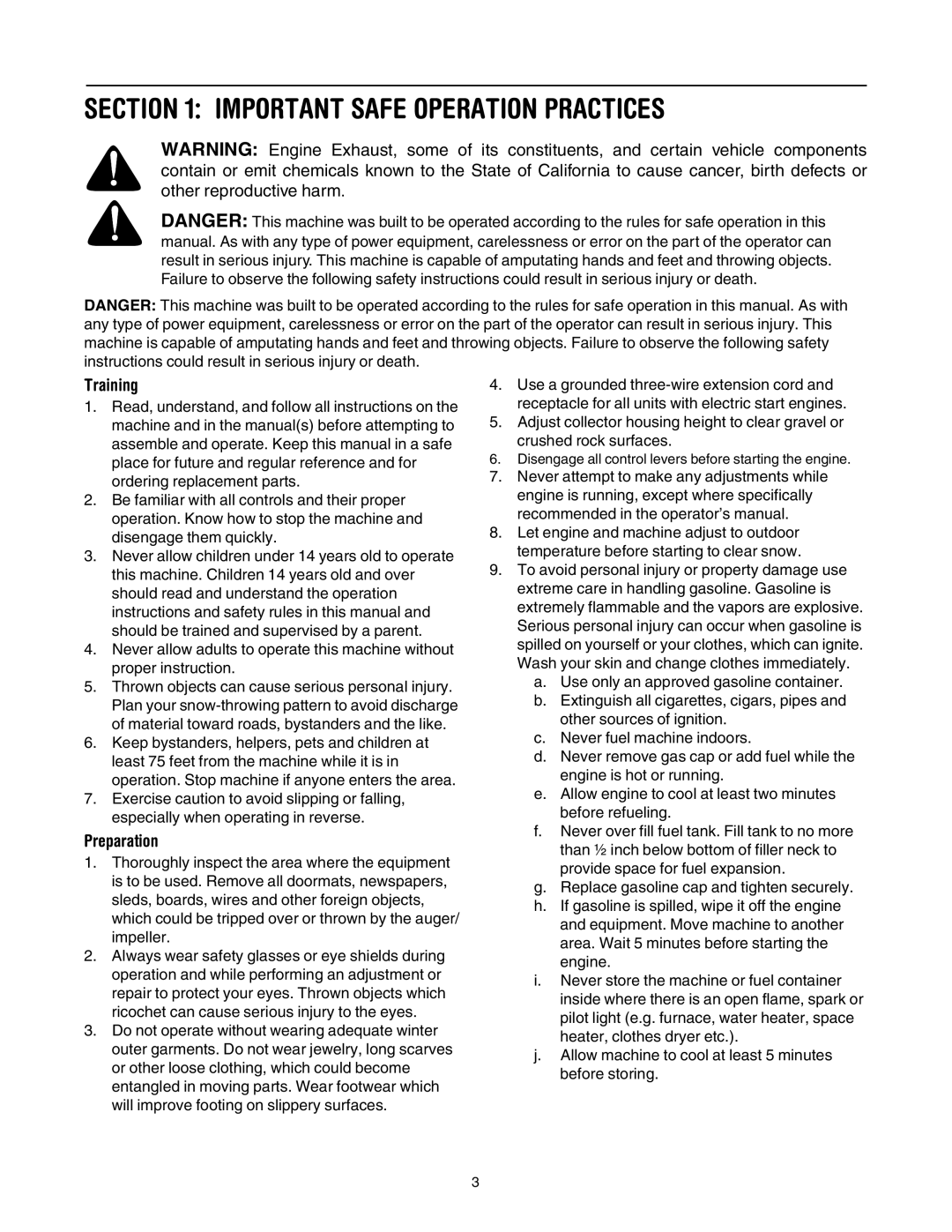 MTD 6DE manual Important Safe Operation Practices, Training, Preparation 