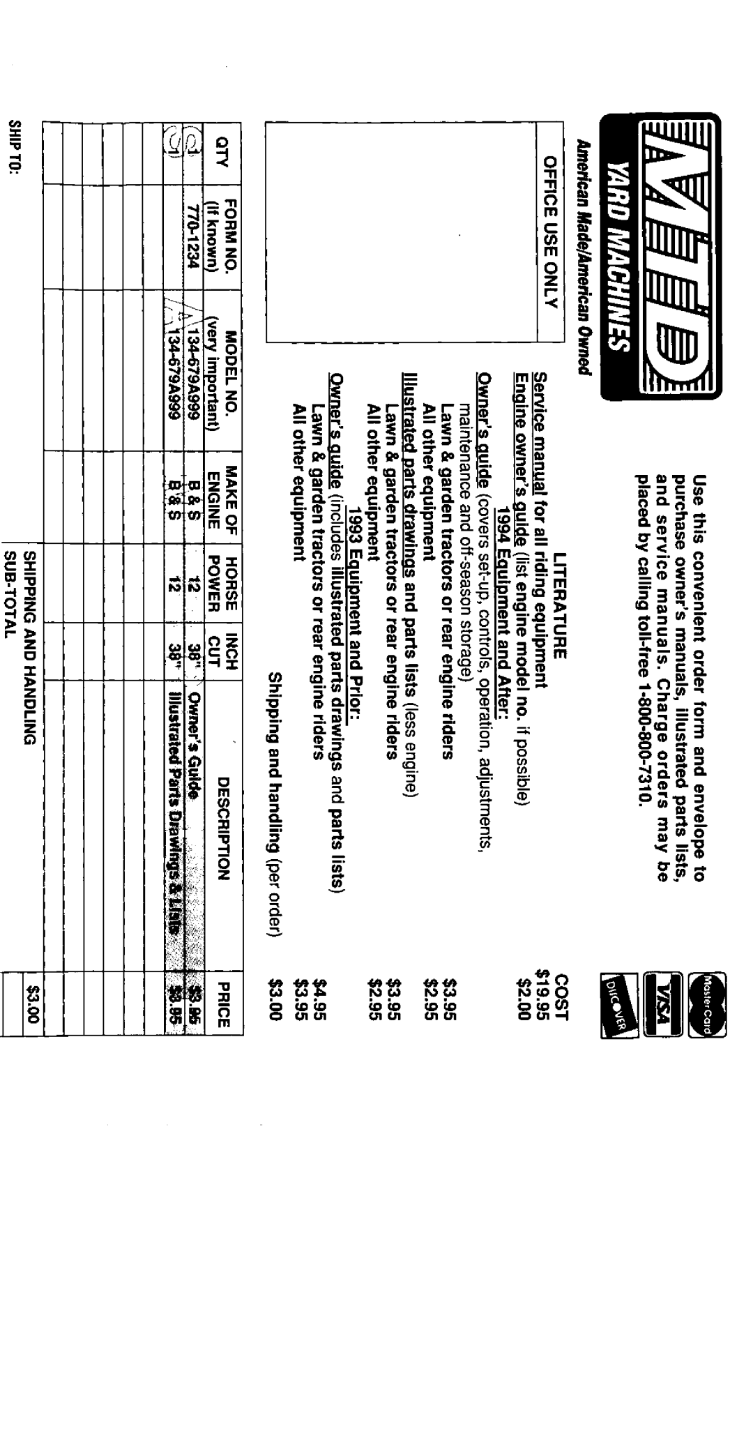 MTD 707 manual 