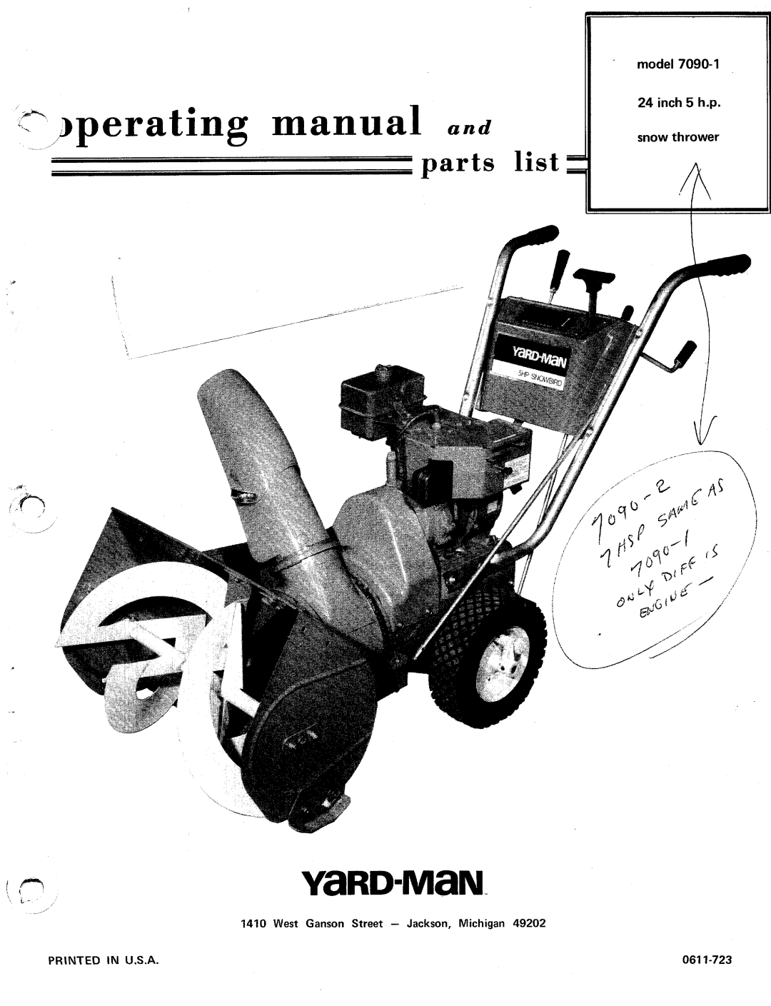 MTD 7090-1 manual 