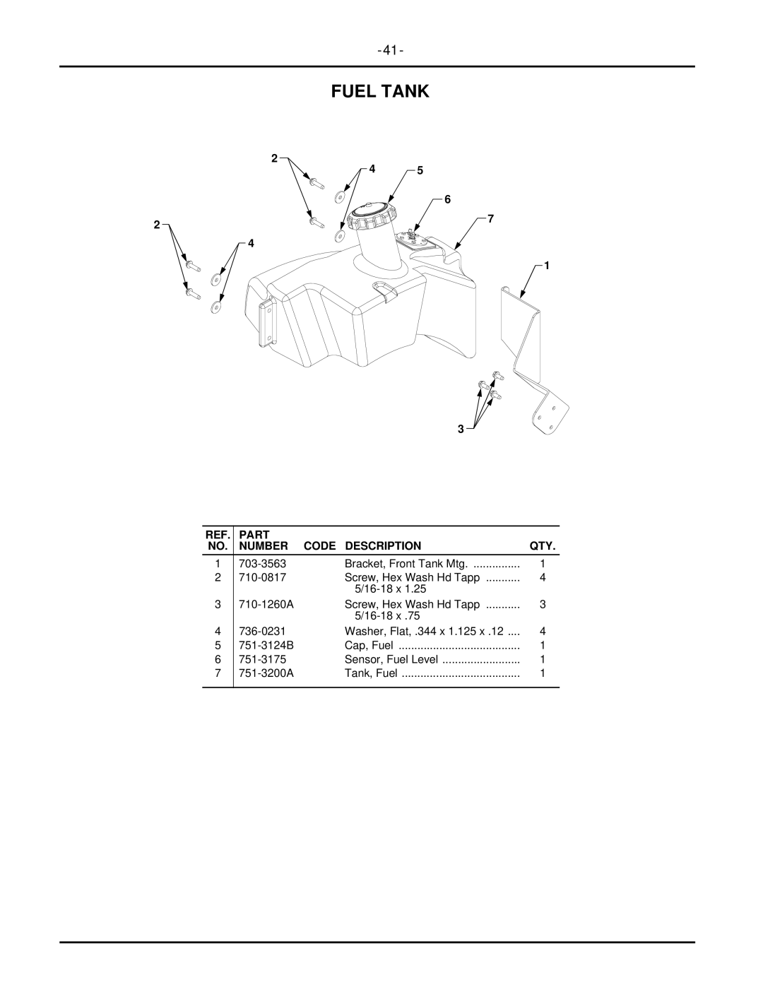 MTD 7252 manual Fuel Tank 