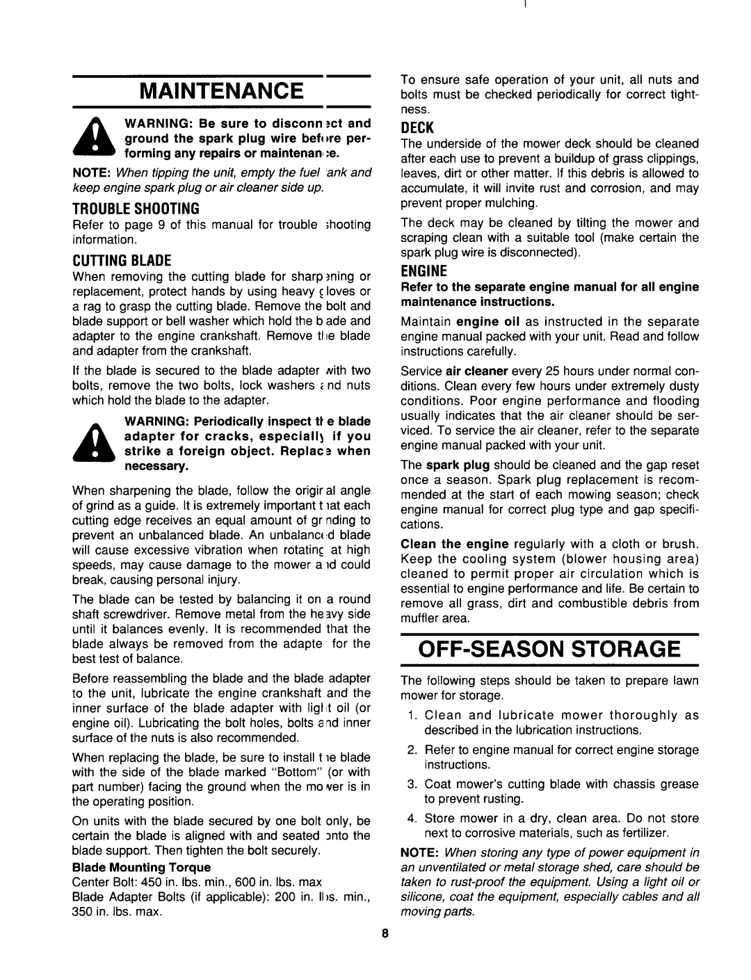 MTD 730 thru 738 manual 