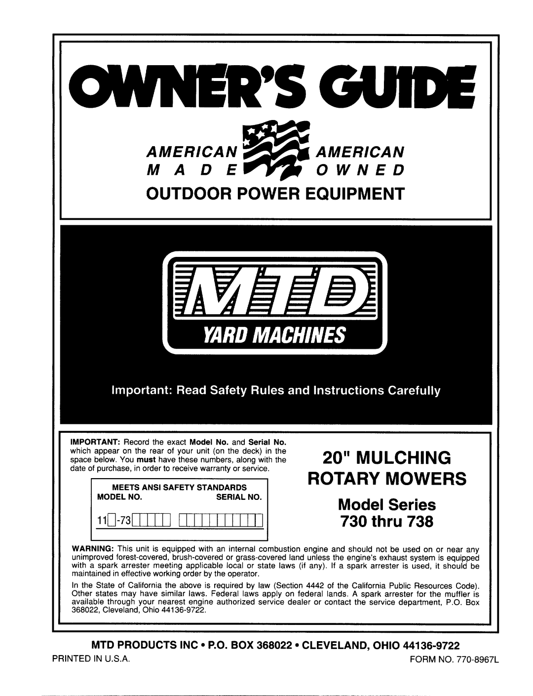 MTD 730 thru 738 manual 