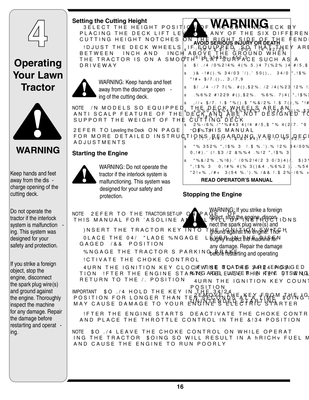 MTD 760-779, 760, 779 warranty Setting the Cutting Height, Starting the Engine, Stopping the Engine 