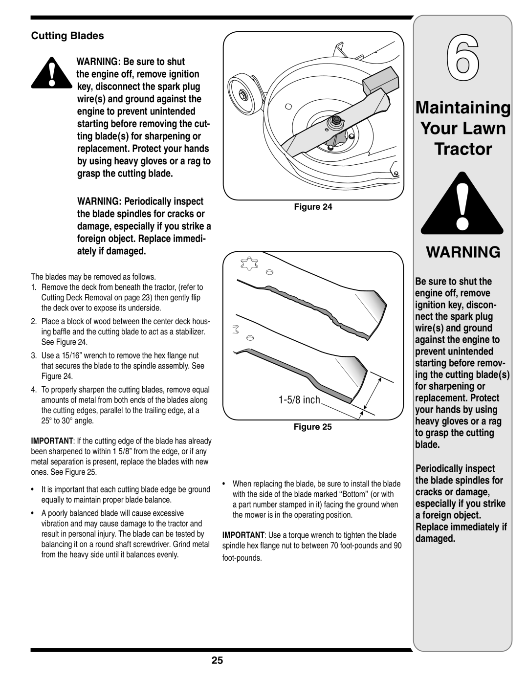 MTD 760, 779, 760-779 warranty Cutting Blades, Blades may be removed as follows, Foot-pounds 