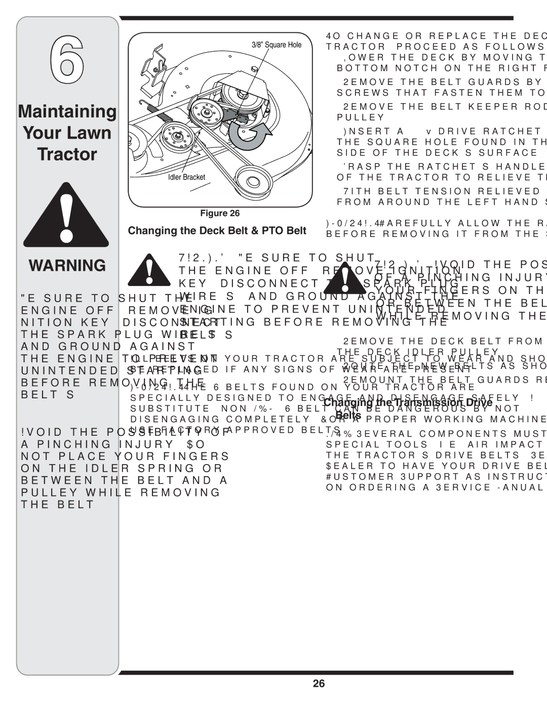 MTD 760-779, 760, 779 warranty Changing the Deck Belt & PTO Belt, Changing the Transmission Drive Belts 