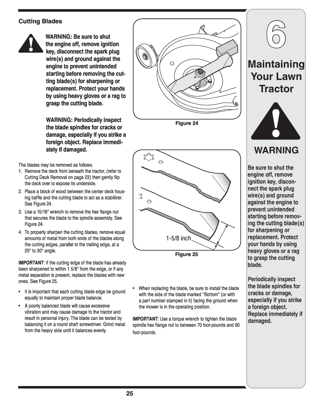 MTD 760, 779, 760-779 warranty Cutting Blades, Maintaining Your Lawn Tractor 