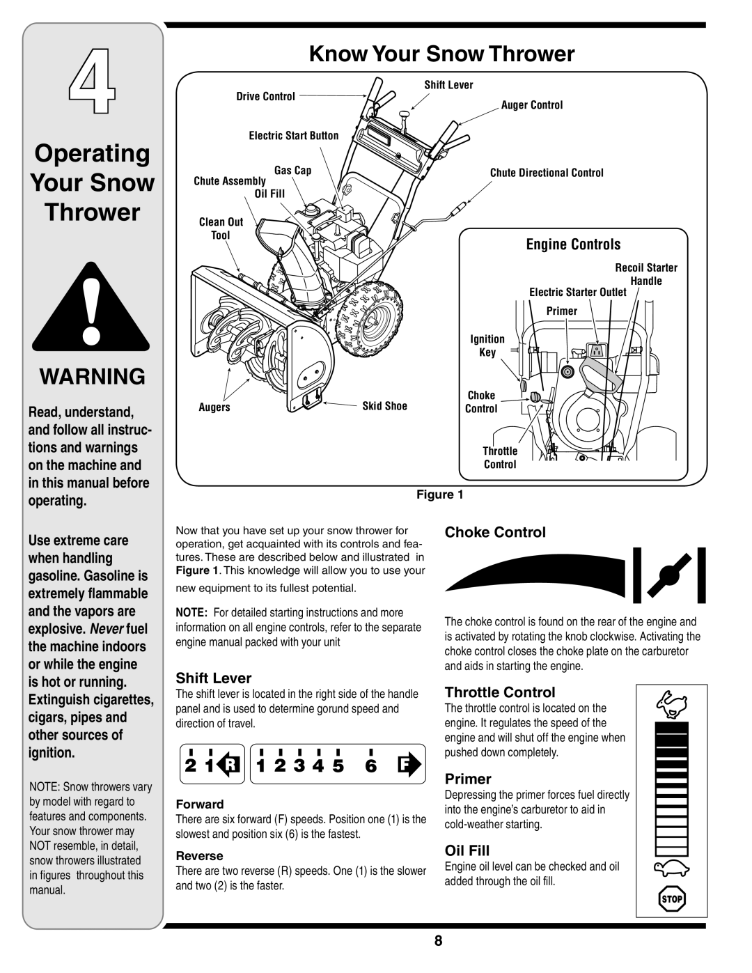 MTD 769-01275C warranty Operating, Know Your Snow Thrower, Forward, Reverse 