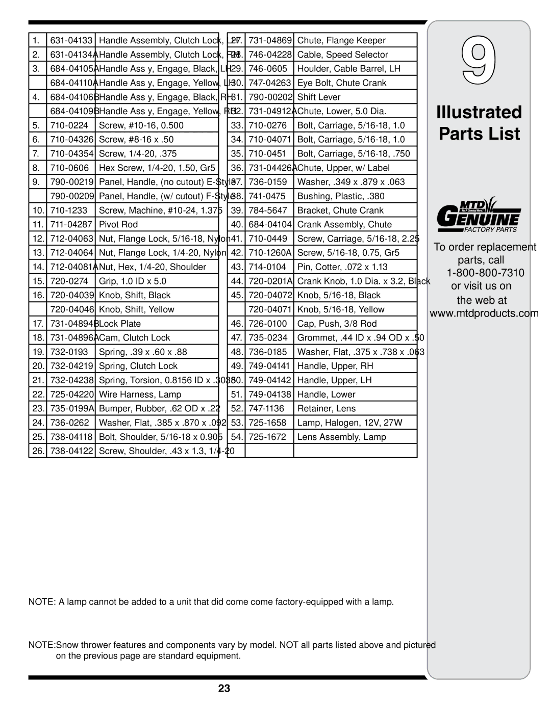 MTD 769-01275D warranty 790-00209 