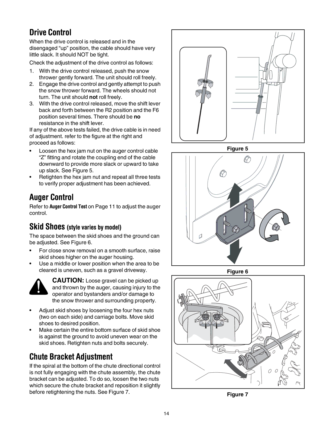 MTD 769-01276A manual Drive Control, Chute Bracket Adjustment 