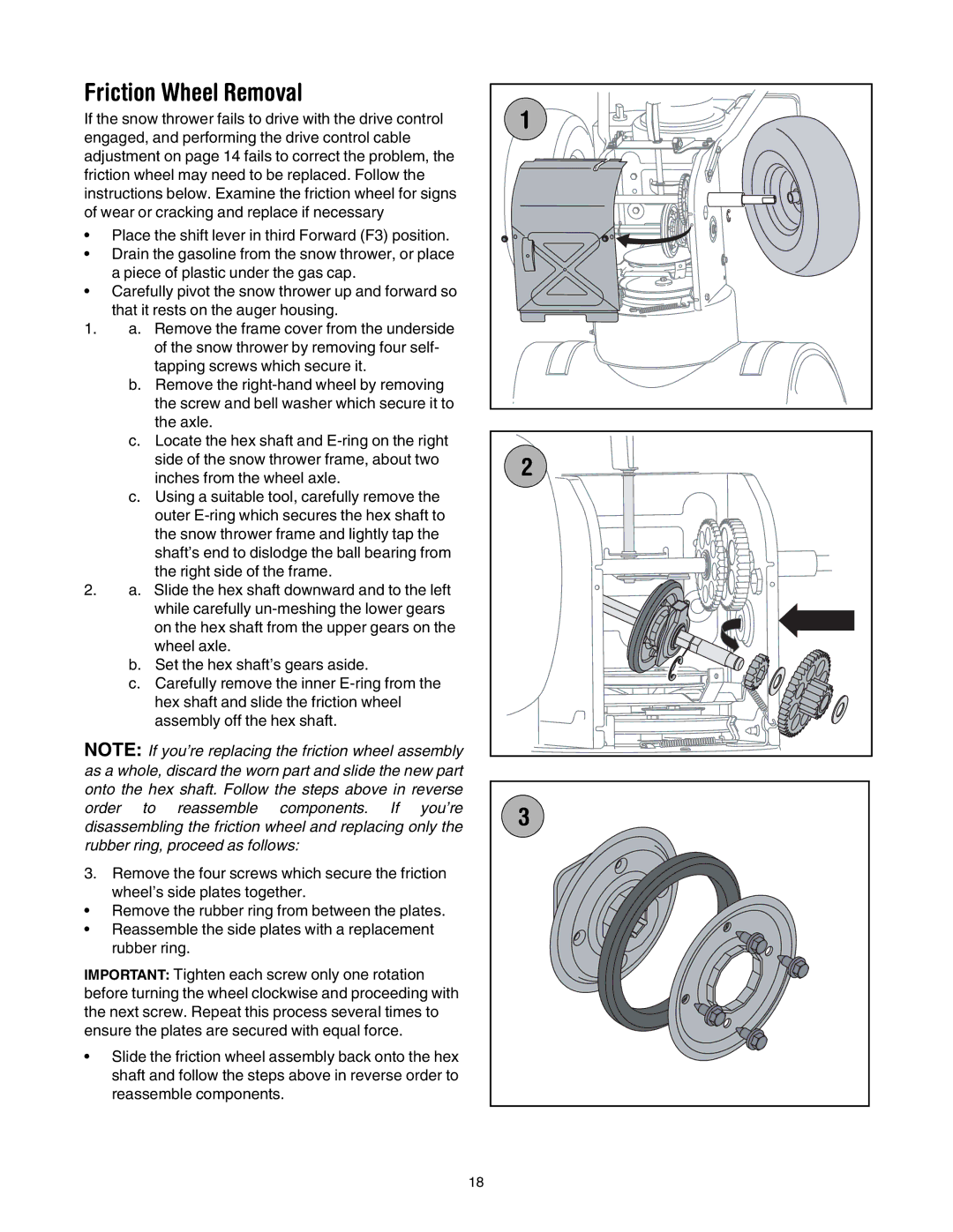 MTD 769-01276A manual Friction Wheel Removal 