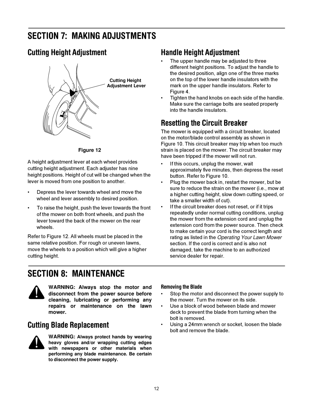 MTD 769-01445 manual Making Adjustments, Maintenance 