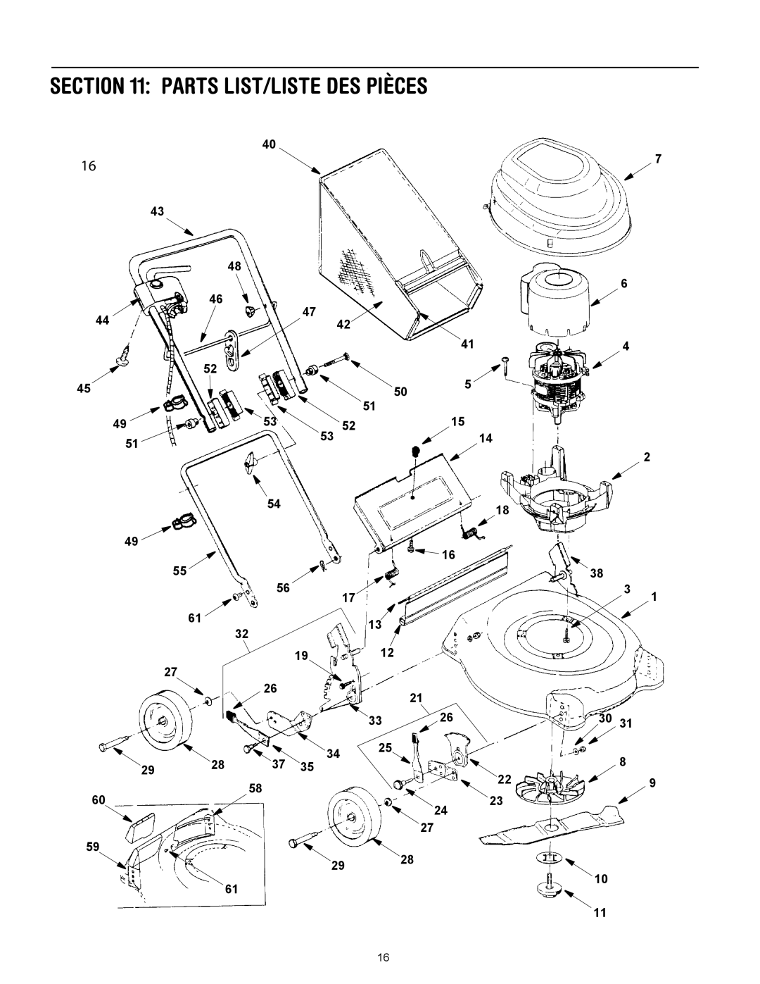 MTD 769-01445 manual Parts LIST/LISTE DES Pièces 