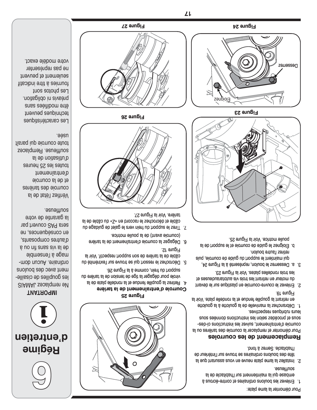 MTD 769-03247 warranty d’entretien Régime, courroies les de Remplacement, Éloignez 