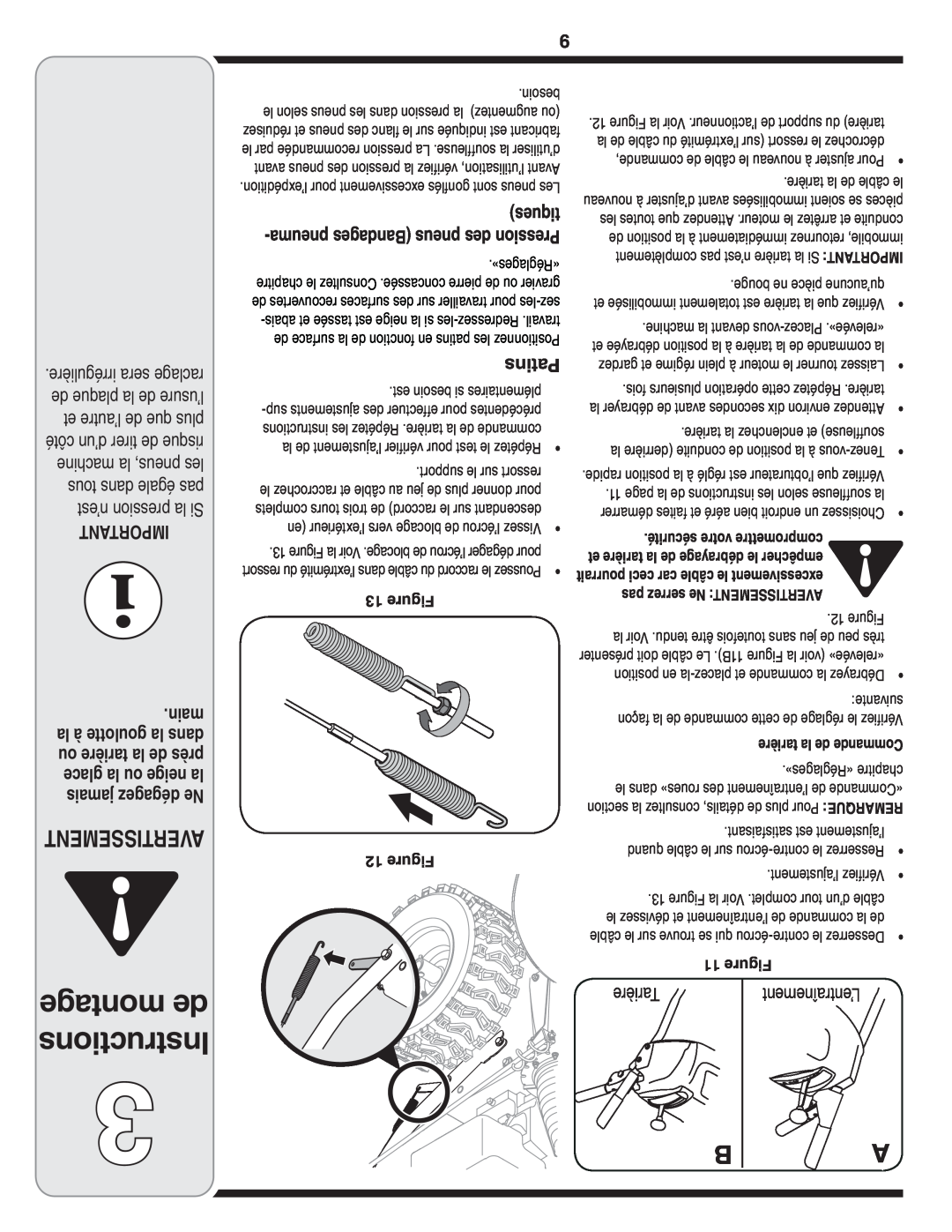 MTD 769-03247 warranty montage de Instructions, Avertissement, tiques, pneuma Bandages pneus des Pression, Figure 