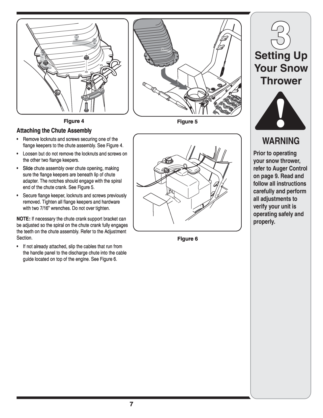 MTD 769-03247 warranty Setting Up Your Snow Thrower, Attaching the Chute Assembly 