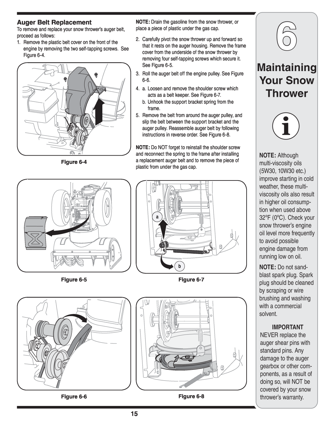 MTD 769-03250 warranty Maintaining Your Snow Thrower, Auger Belt Replacement, Figure Figure Figure 