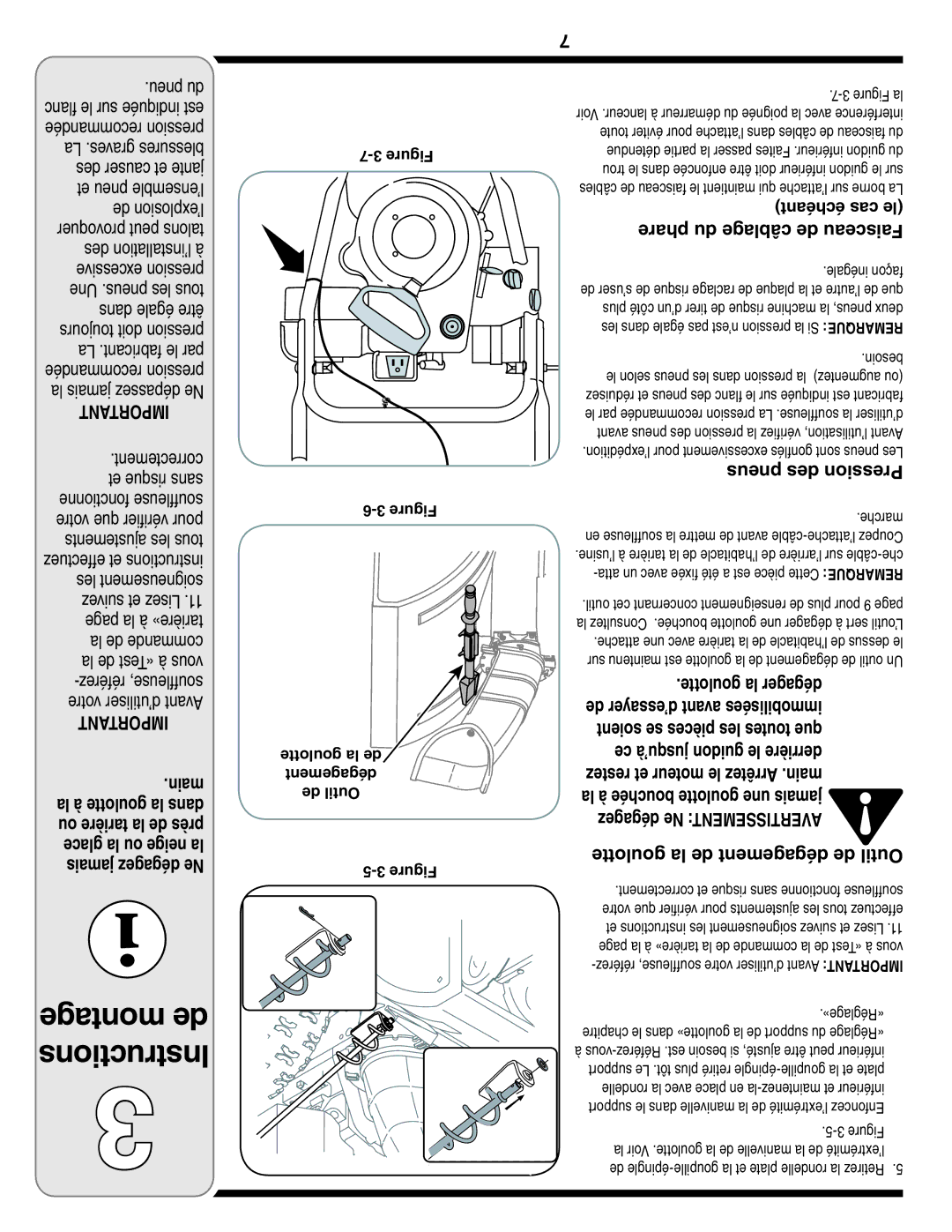 MTD 769-03250 warranty Goulotte la dégager, De d’essayer avant immobilisées, Soient se pièces les toutes que, Main 