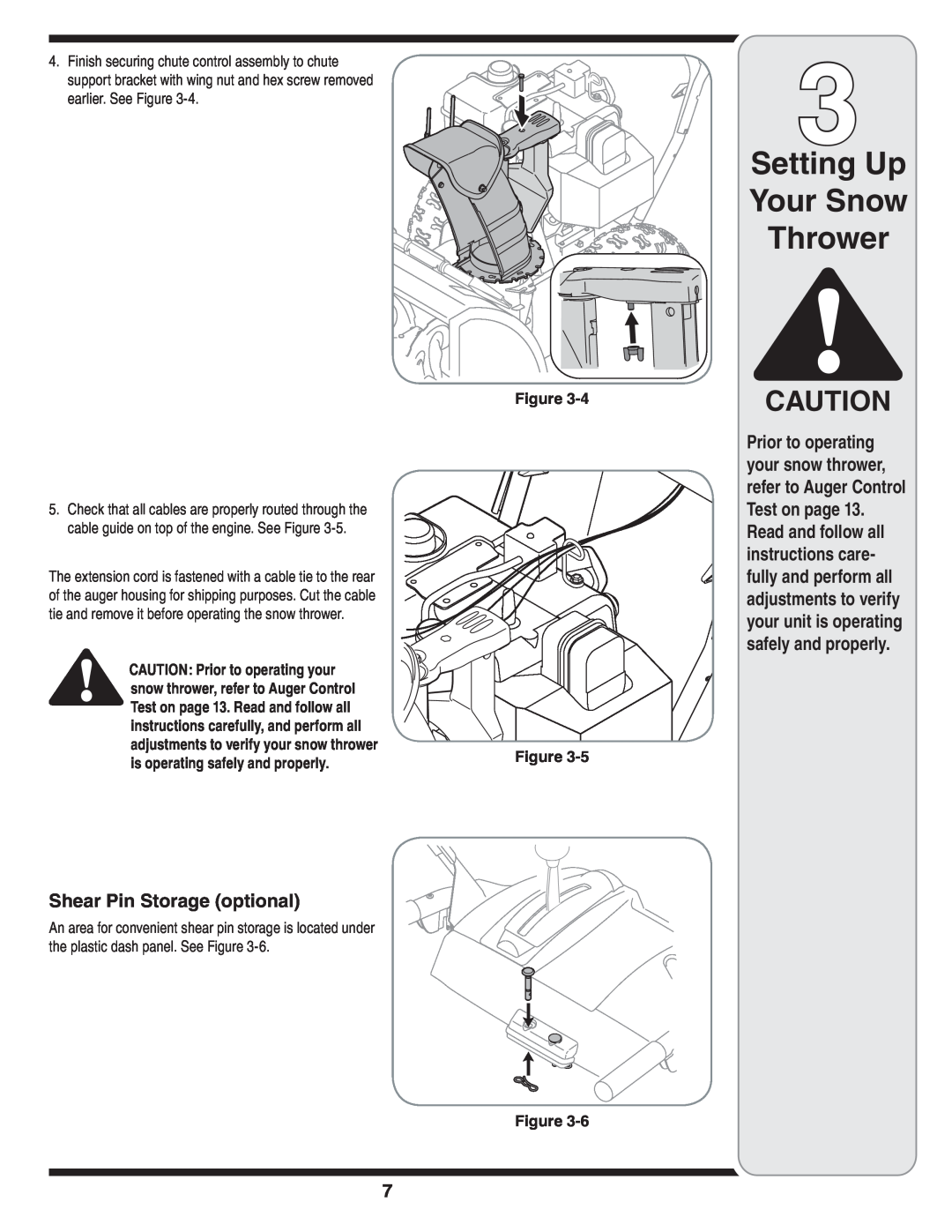 MTD 769-03265 Setting Up Your Snow Thrower, Figure, CAUTION: Prior to operating your, snow thrower, refer to Auger Control 