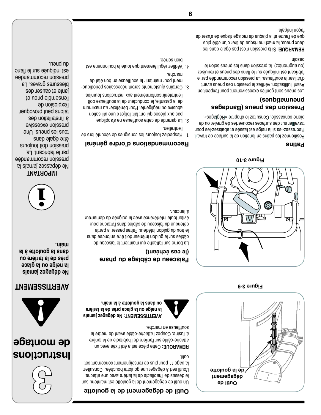 MTD 769-03265 warranty Général d’ordre Recommandations, Goulotte la de dégagement de Outil 