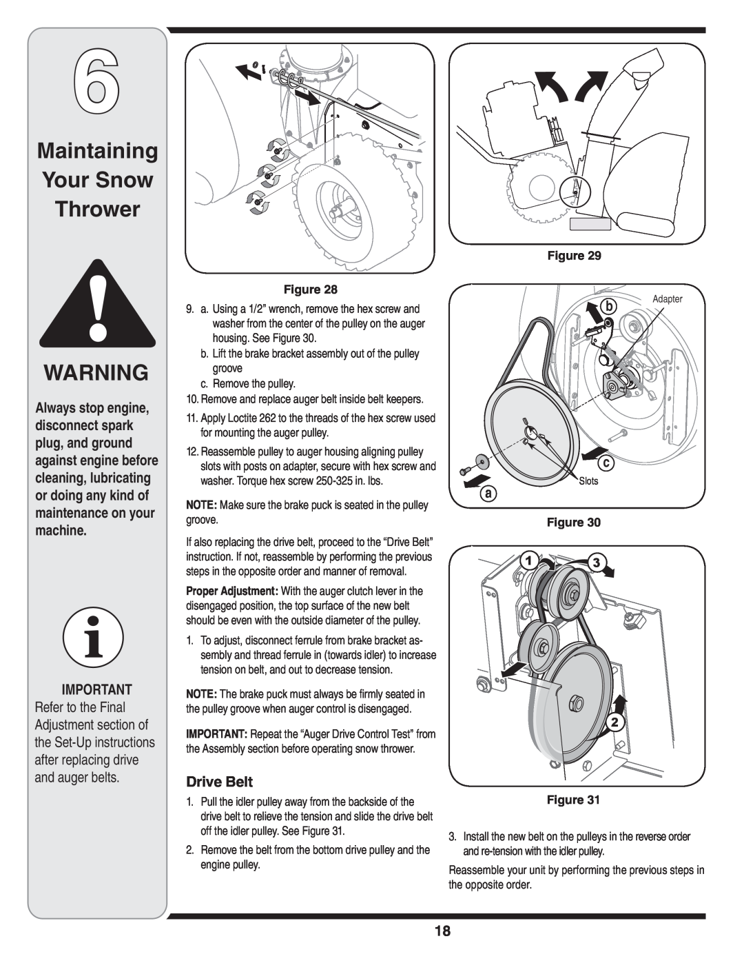 MTD 769-03342 warranty Maintaining Your Snow Thrower, and auger belts, Drive Belt 