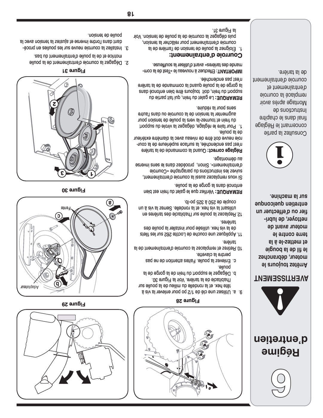 MTD 769-03342 warranty d’entretien Régime, Avertissement, Figure 